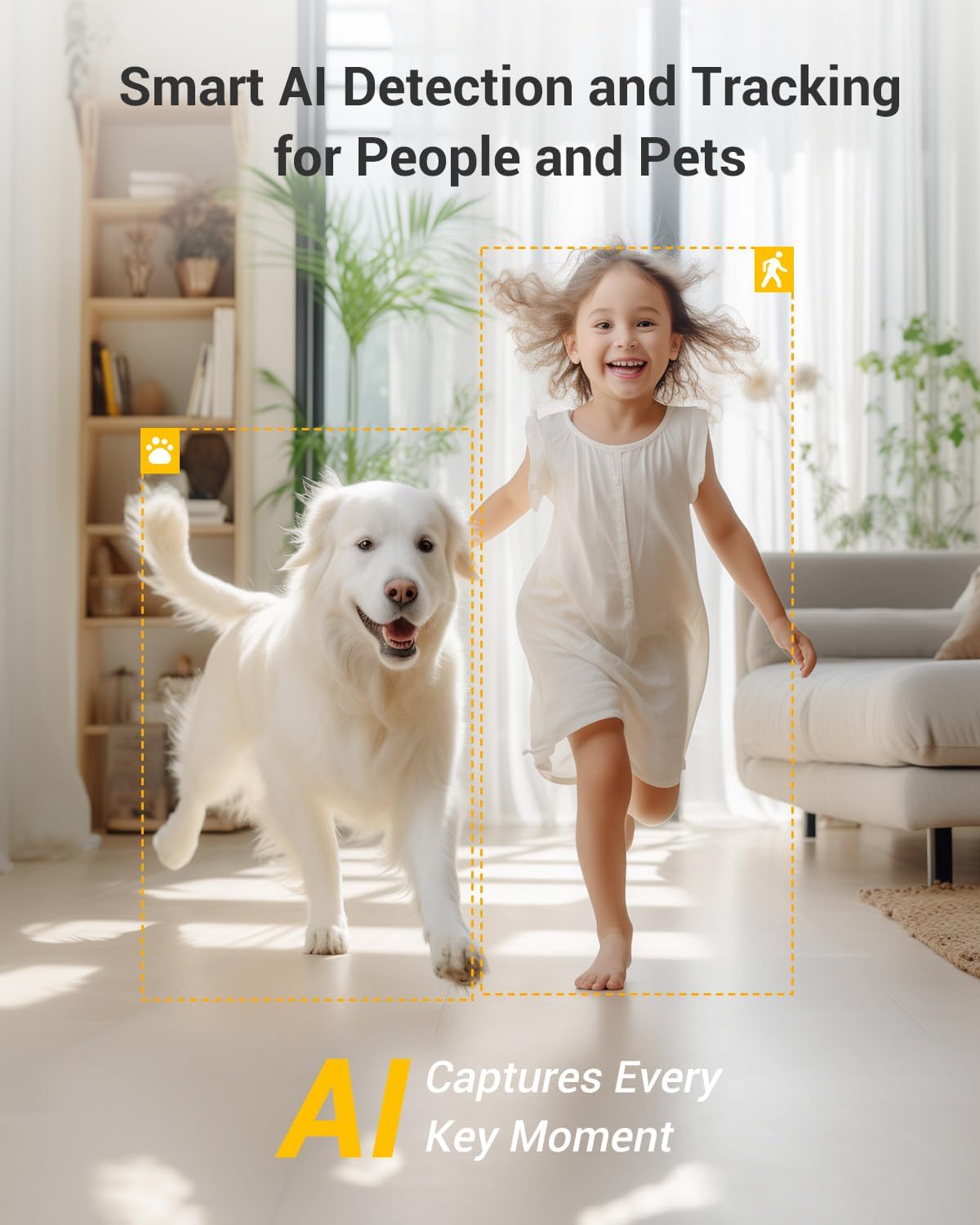 BoyKeep 2K 5G/2.4GHz 360 2-Way (White-2 Pack) Pet Camera, Indoor Security Camera, WiFi Cameras for Baby Dog with Phone