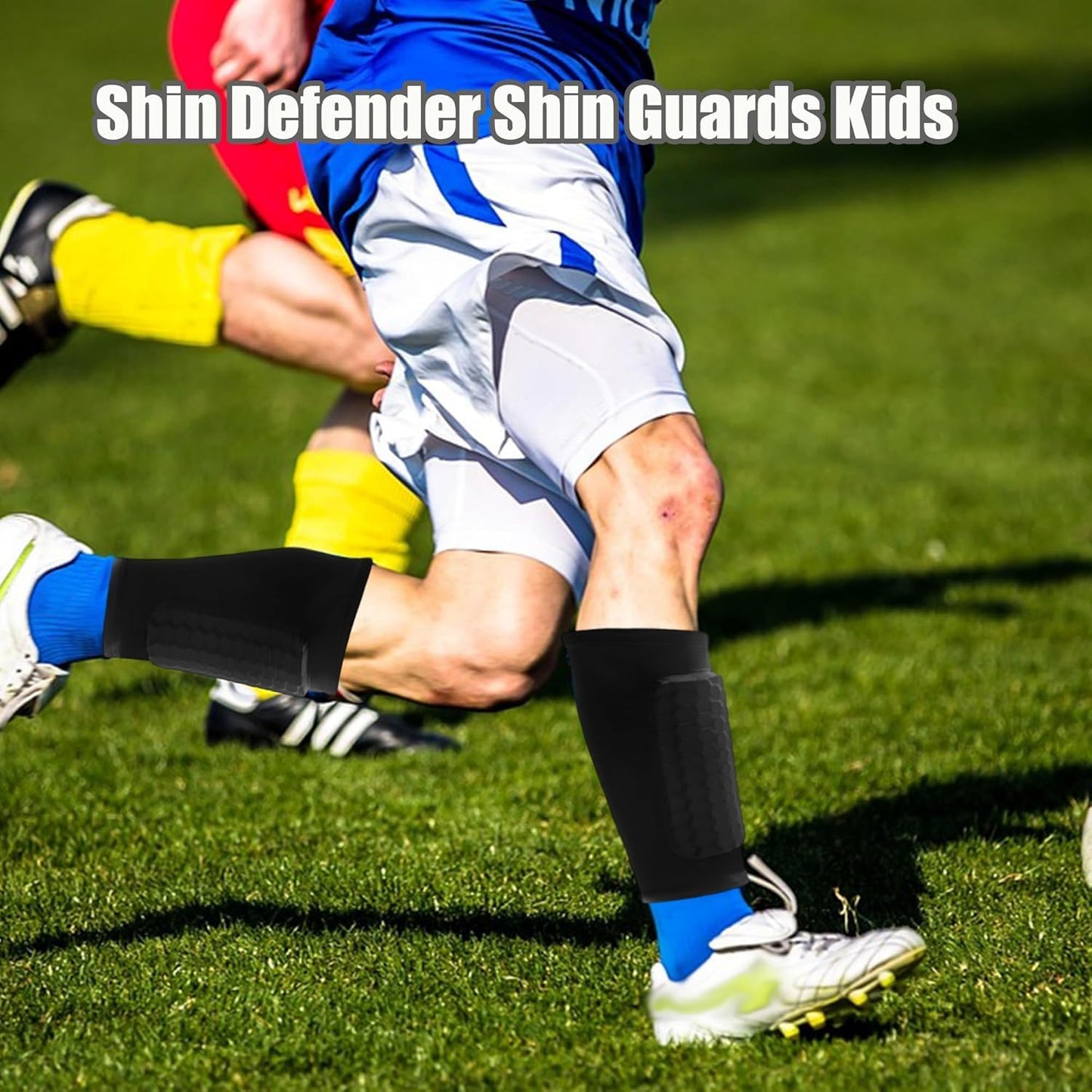Soccer Shin Guards Pads for Youth Adult, Ski Shin Guards, Shin Defender Shin Guards Calf Compression Sleeve with Honeycomb Pads, Protective Shin Pads Gear for Football Soccer & Ski