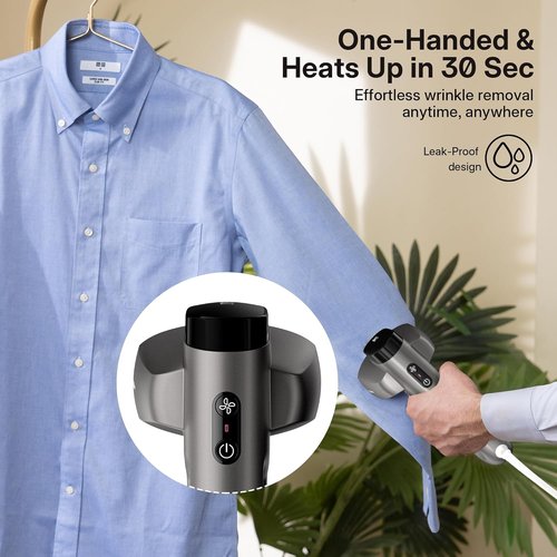 GKJ Handheld Clothes Steamer - 2-in-1 Portable Fabric Steamer & Iron with 2300Pa Suction | 118ml Water Tank