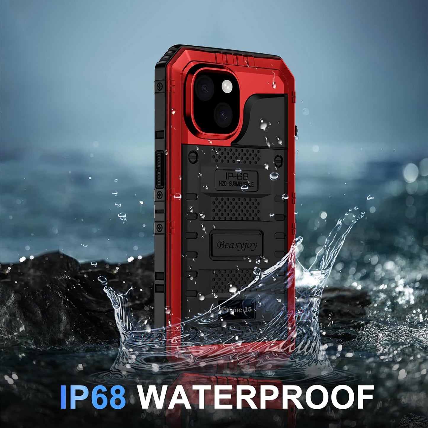 Beasyjoy 15 15 6.1", for iPhone Case Waterproof, Metal Heavy Duty Full Body Protective Case with Built-in Screen