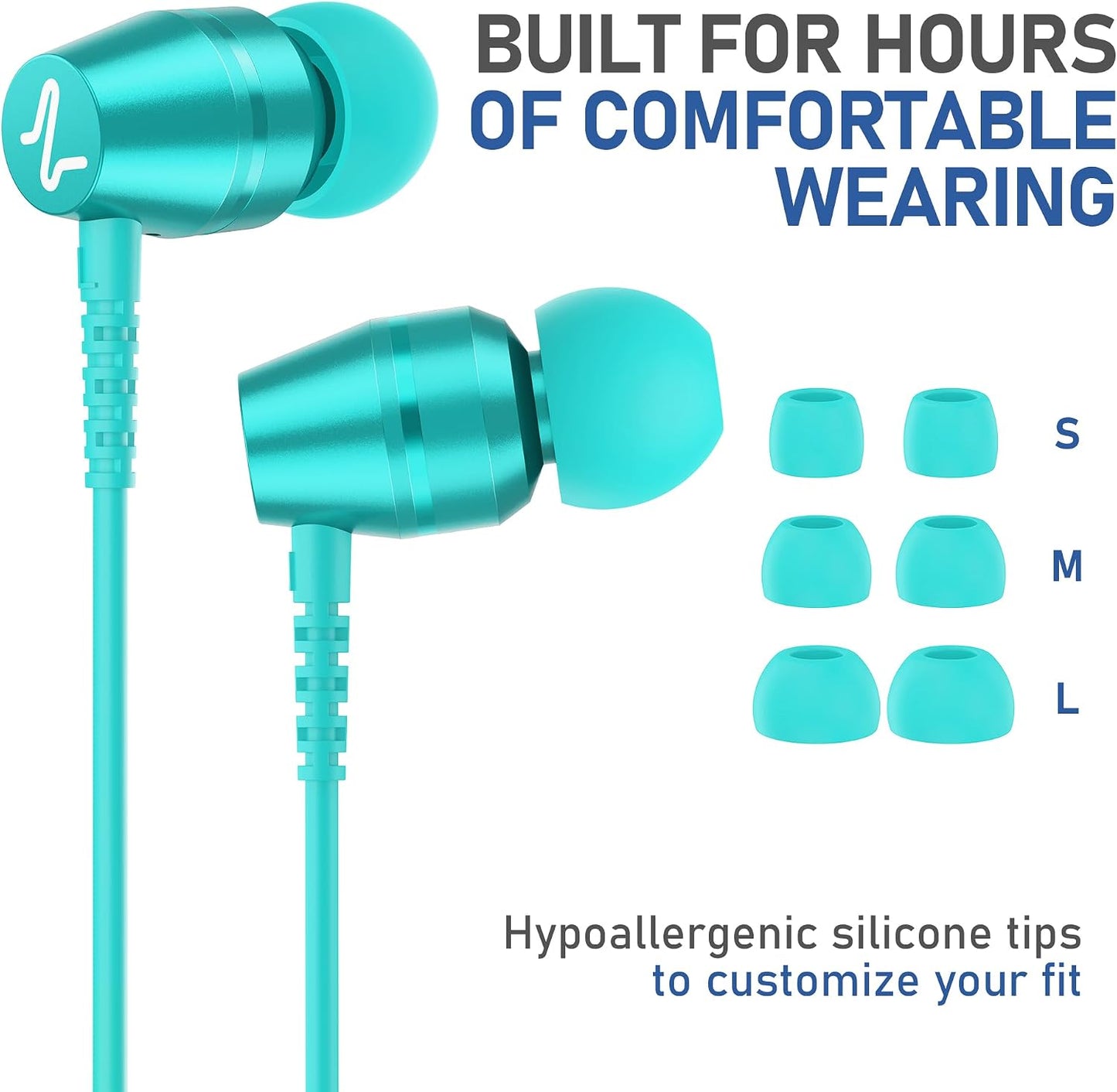 5 3.5 mm LUDOS OMNITONE Wired Earbuds in-Ear Headphones, Year Warranty, Earphones with Microphone, Jack Corded Ear