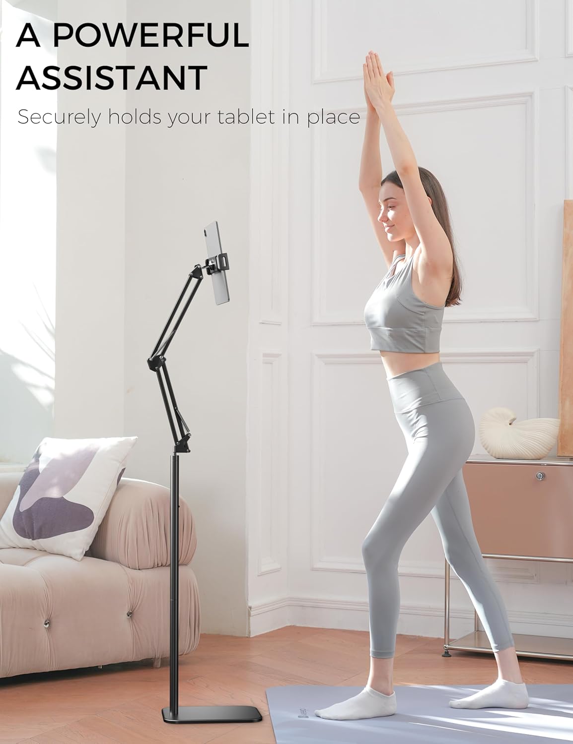 VOLTIFYMAX 360-degree 4.7~12.9 Inch-Screen Tablet Floor Stand, Rotatable Metal Tablet Stand Holder, Adjustable Kindle