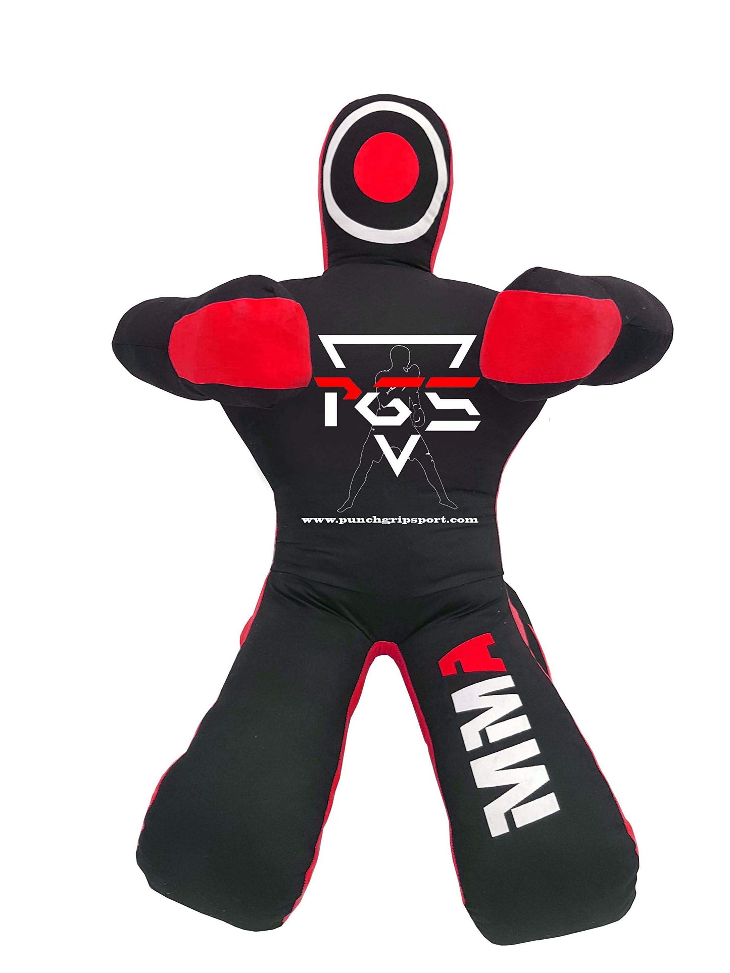 PGS MMA Brazilian JIU Jitsu Wrestling Dummy for Grappling Submission Mixed Martial Arts MMA Training Punching Throwing Boxing Bag Karate Judo Self Defense UNFILLED (Black Red, 5FT (59 Inches))