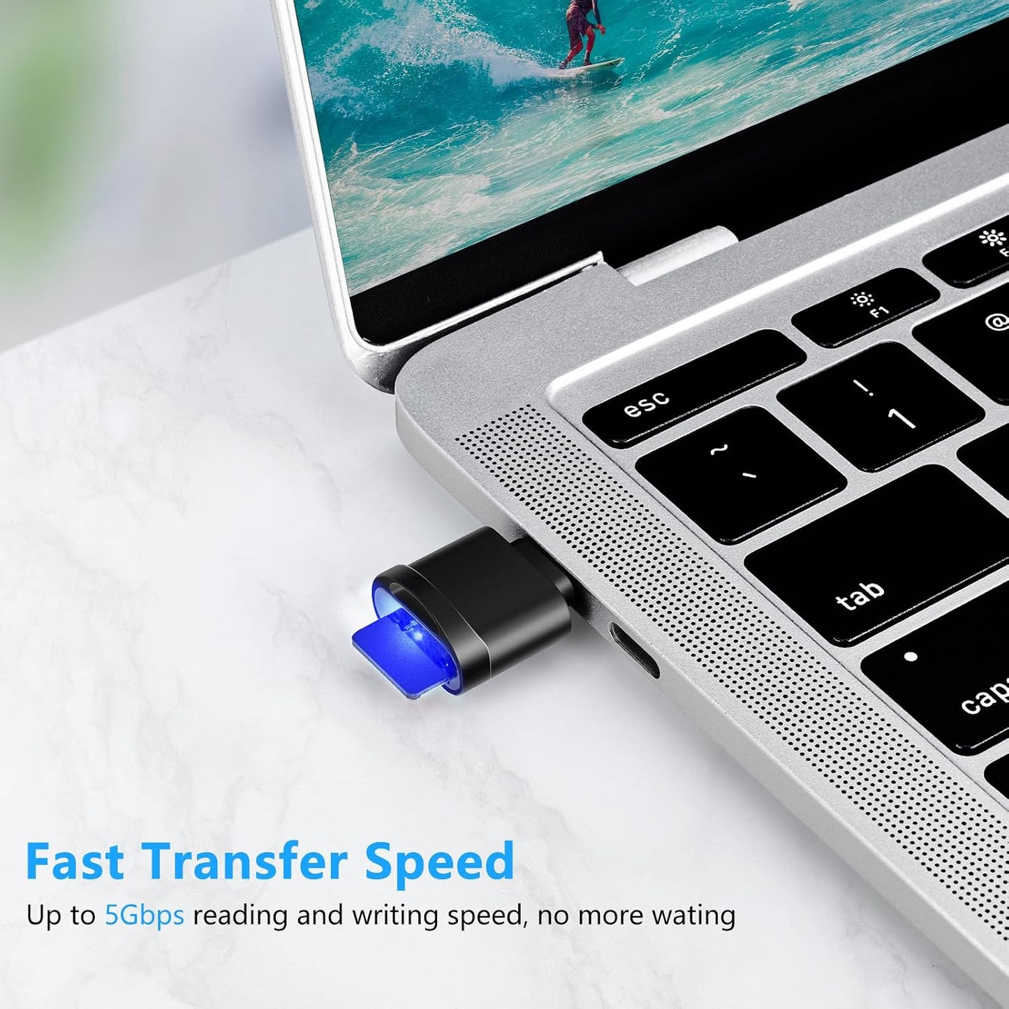 Seminer TF Card Reader, Micro SD Card Reader, Type C TF Memory Card Reader Adapter with USB C to USB Adapter Compatible