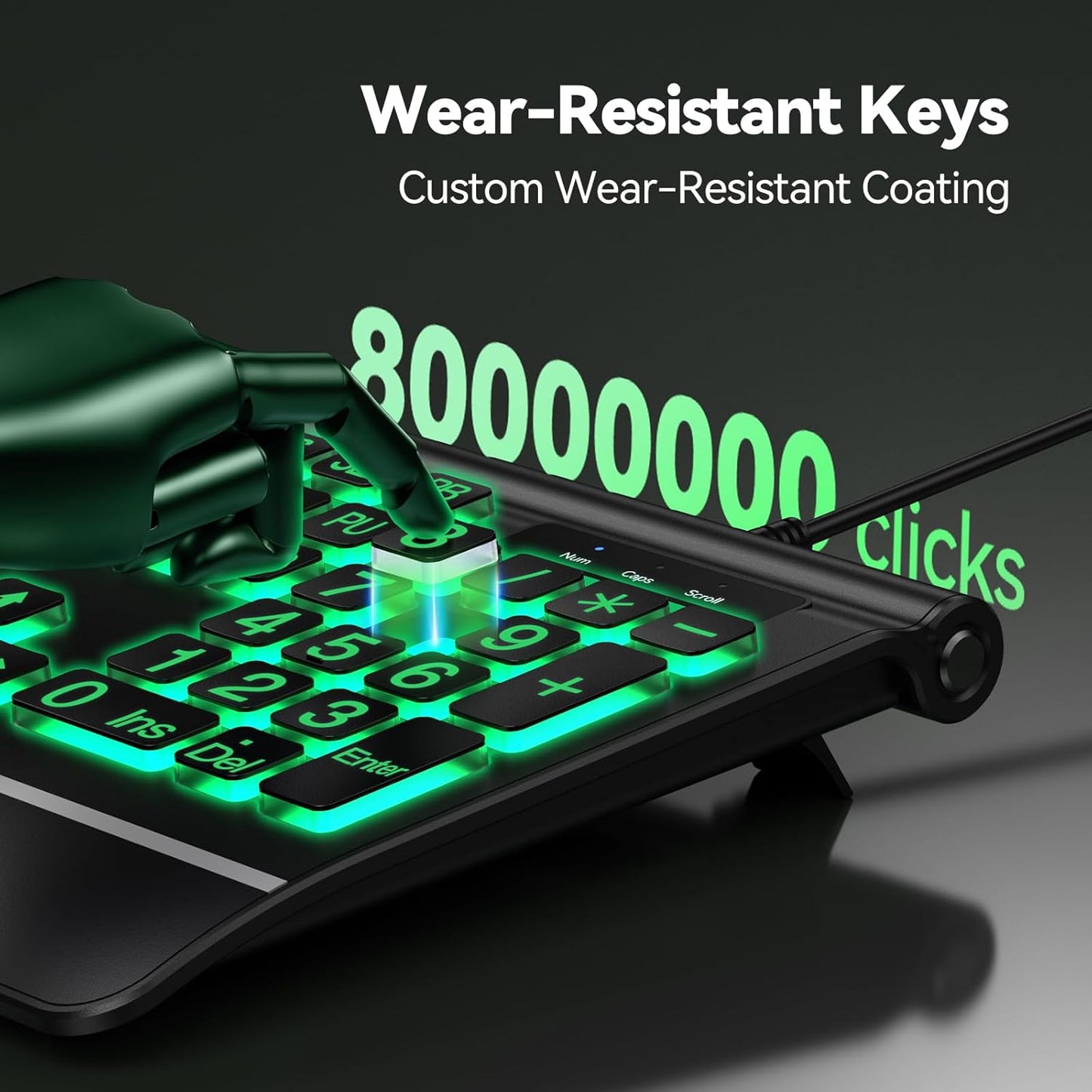 TECKNET 7-Color Large Print Backlit Keyboard, Wired USB-A Computer Keyboard with Wrist Rest, Backlit, Oversized Letter