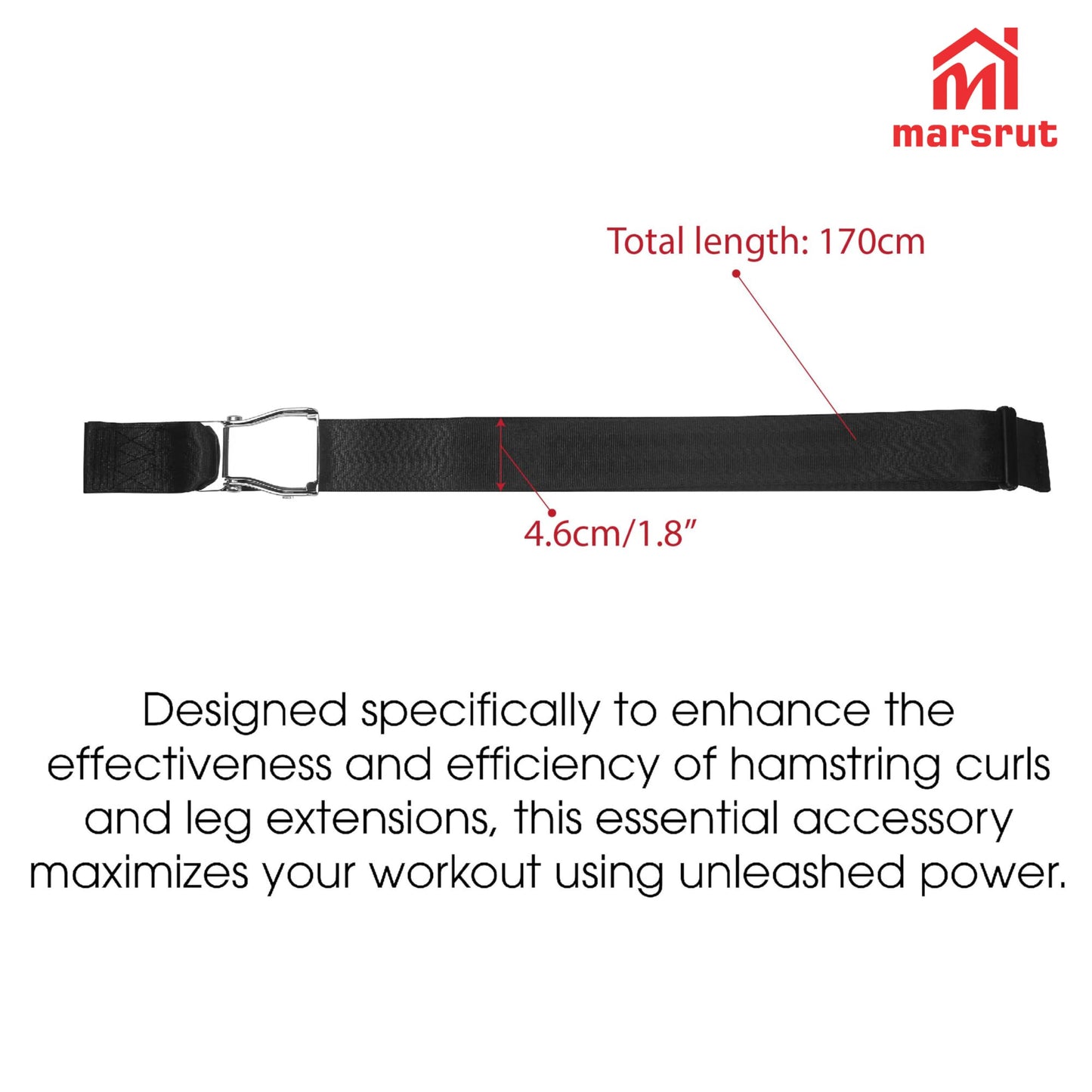 Belt Squat Collar for Nordic Hamstring Curl on Bench, 5.6Ft Long Buckle Strap for Seat Workouts Leg Extension Machines Achieve Stability Comfort Home Exercise Fitness Assisted Muscles Women Men Black