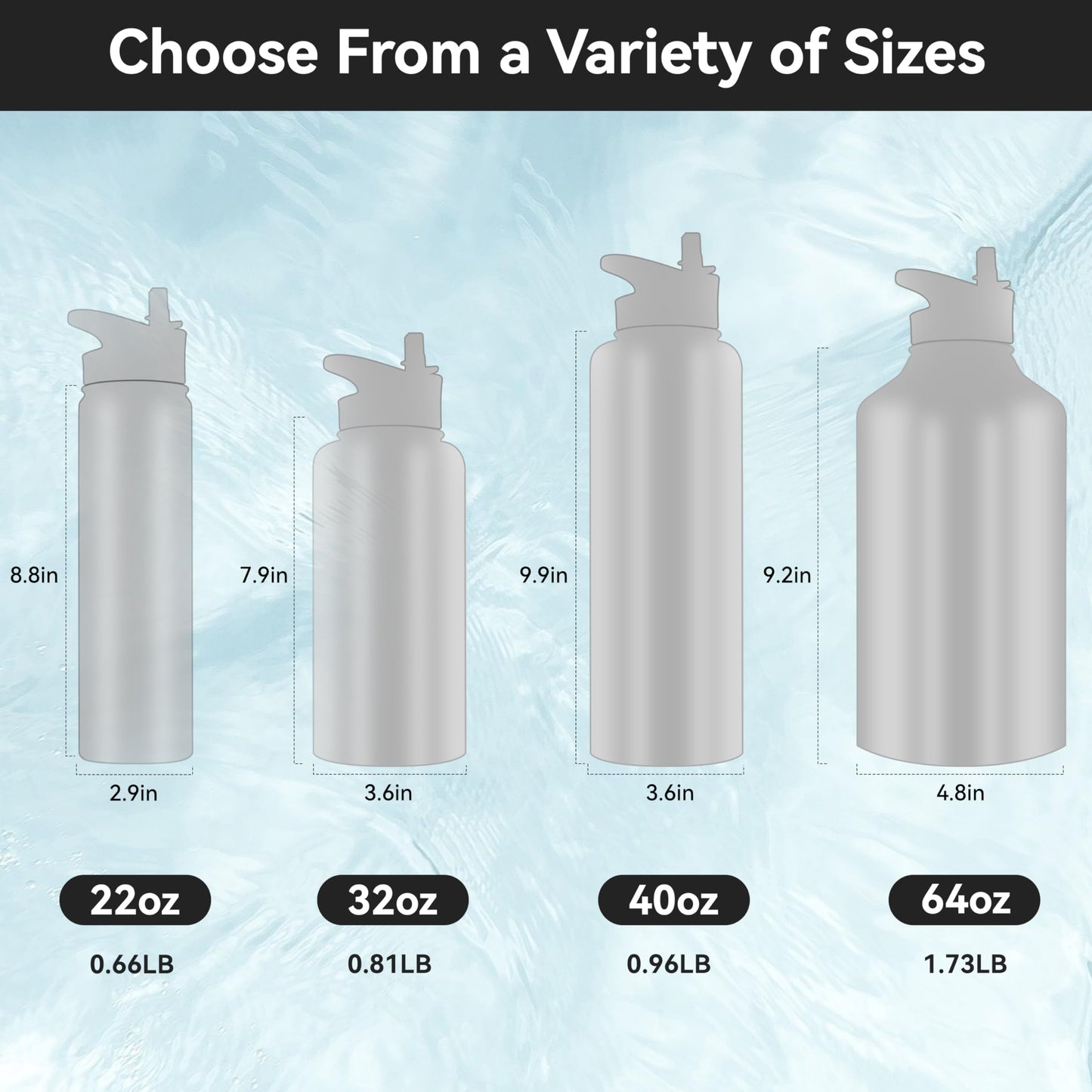 HASLE OUTFITTERS 32 oz Insulated Water Bottle Stainless Steel Double Walled Vacuum Sports Water Bottle with 2 Lids (Straw and Spout Lid) for Gym Camping Hiking(Blue,4)