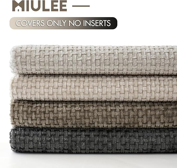 MIULEE Pack of 4 Couch Throw Pillow Covers 22x22 Inch Neutral Soft Decorative Chenille Pillow Covers Farmhouse Boho Accent Cushion Covers for Mid Century Modern Spring Decor Sofa Bedroom Living Room