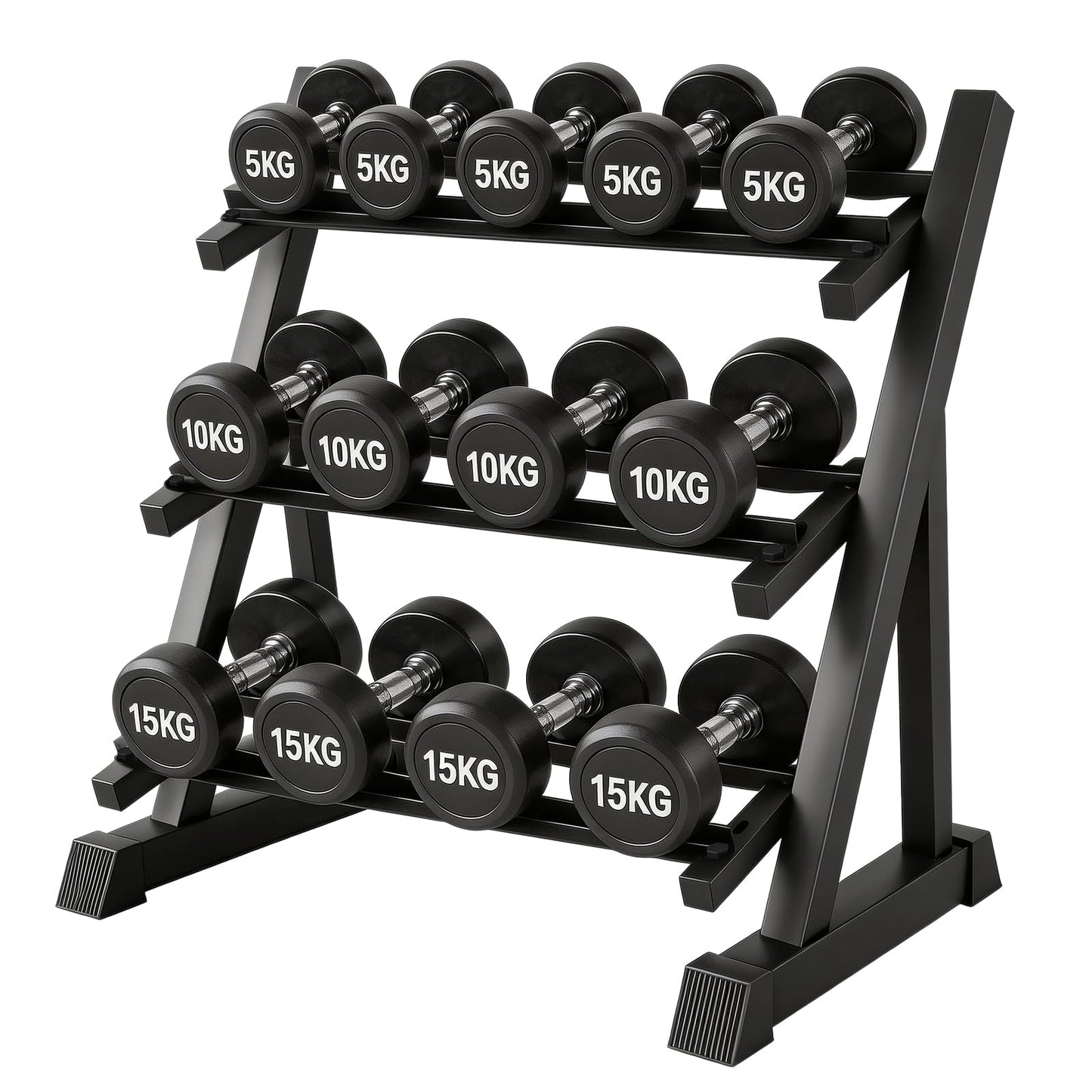 Dumbbell Rack 3-Tier Adjustable Dumbbell Rack Suitable for Dumbbells, Kettlebells, and Other Compact Weights Space-Saving Dumbbell Storage Rack - 1000LBS Capacity