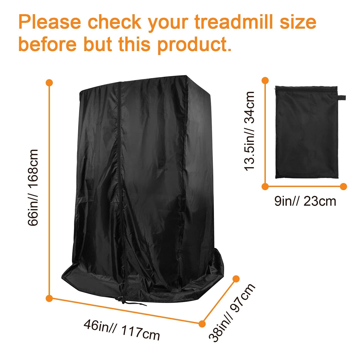 Black Treadmill Cover 46" L x 38" W x 66" H, Luxiv Dustproof Waterproof Cover for Treadmill Fold-able for Indoor Outdoor Sunscreen with Storage Bag