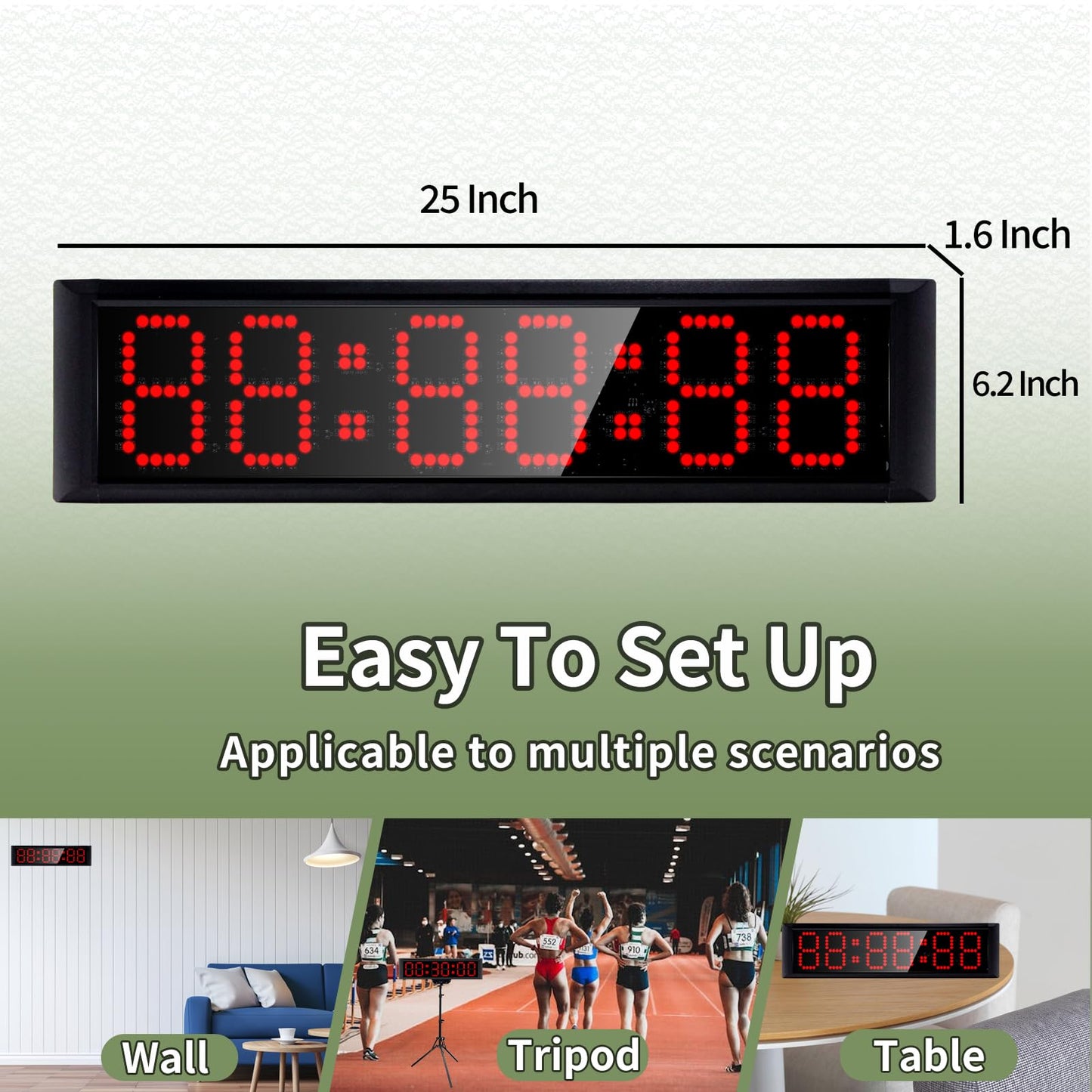 GAN XIN Large LED Display Digital Race Timer Clock with Tripod,Battery,Remote Control,Function-Countdown/Up/Time Clock,for Sports Events, Races, Meetings, Presentations (Non-Waterproof +RGB)