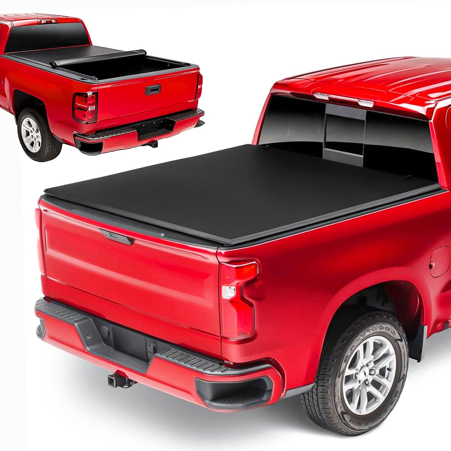 Soft Roll Up Truck Bed Tonneau Cover Fits for Ford F150 2004-2014, Length 8FT (96"-97.4") Fleetside Truck Bed, Not for Models with Stepside/Flareside