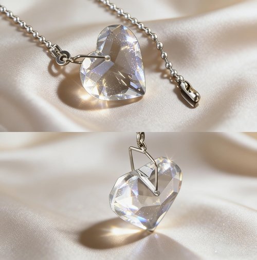 Hyamass Ceiling Fan Pull Chain Extender - 2 Pack 12 Inches Decorative Crystal Heart Prism Pendants with Ball Chain Connectors for Fan Light Chains (Replacement Pull Chains) (Clear)