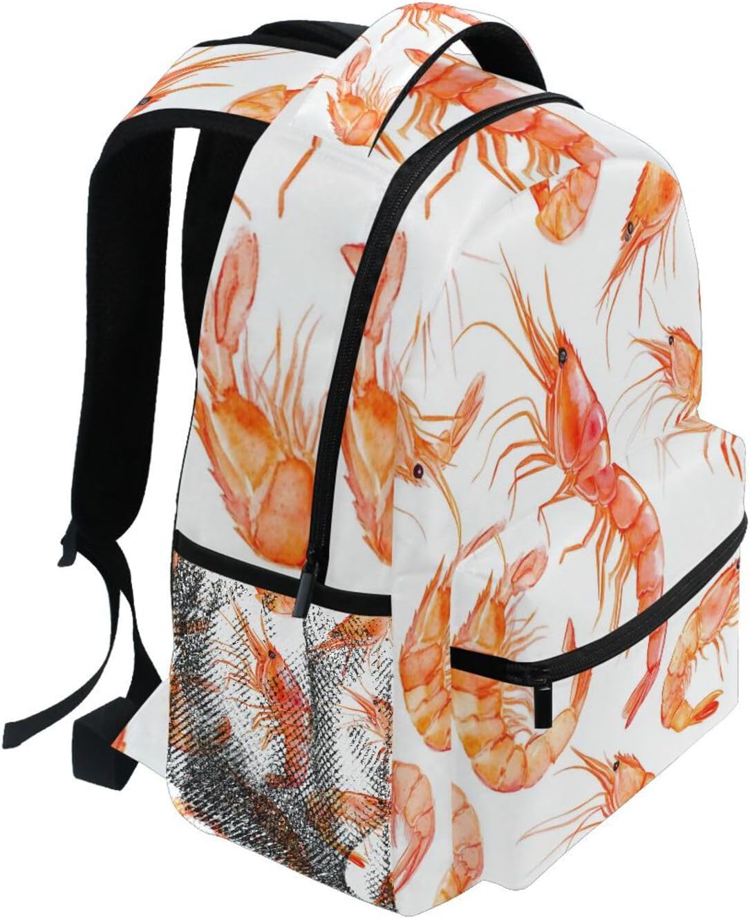 Krafig Backpacks Backpack Daypack Watercolor Shrimps Pattern Boys Girls Kids School Bookbag, School Bag Travel