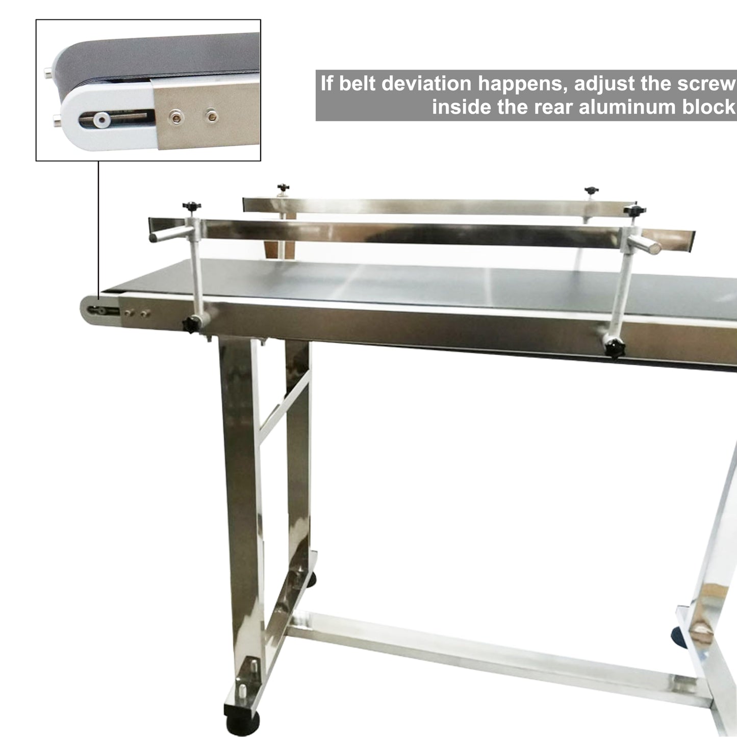 BREVELTION PVC Flat Belt Conveyor, Stainless Steel Industrial Transport Conveyor, Adjustable Speed 0-18m/min, Double Guardrails, 82.7" L x 11.8" W, 11LBS Load, 200W Motor