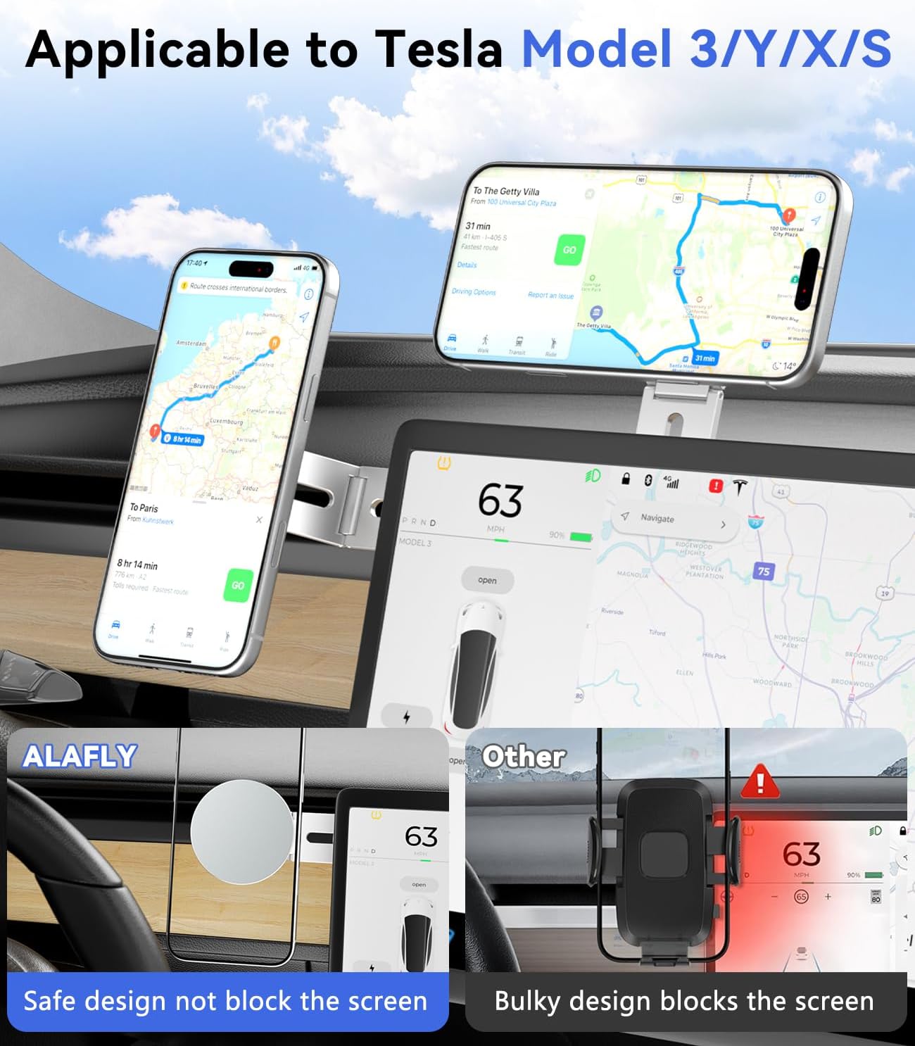 ALAFLY 17/16/15/14/13 360 3/Y, Magnetic Laptop Phone Holder, Foldable Hidden Mount Compatible with iPhone & All Phone