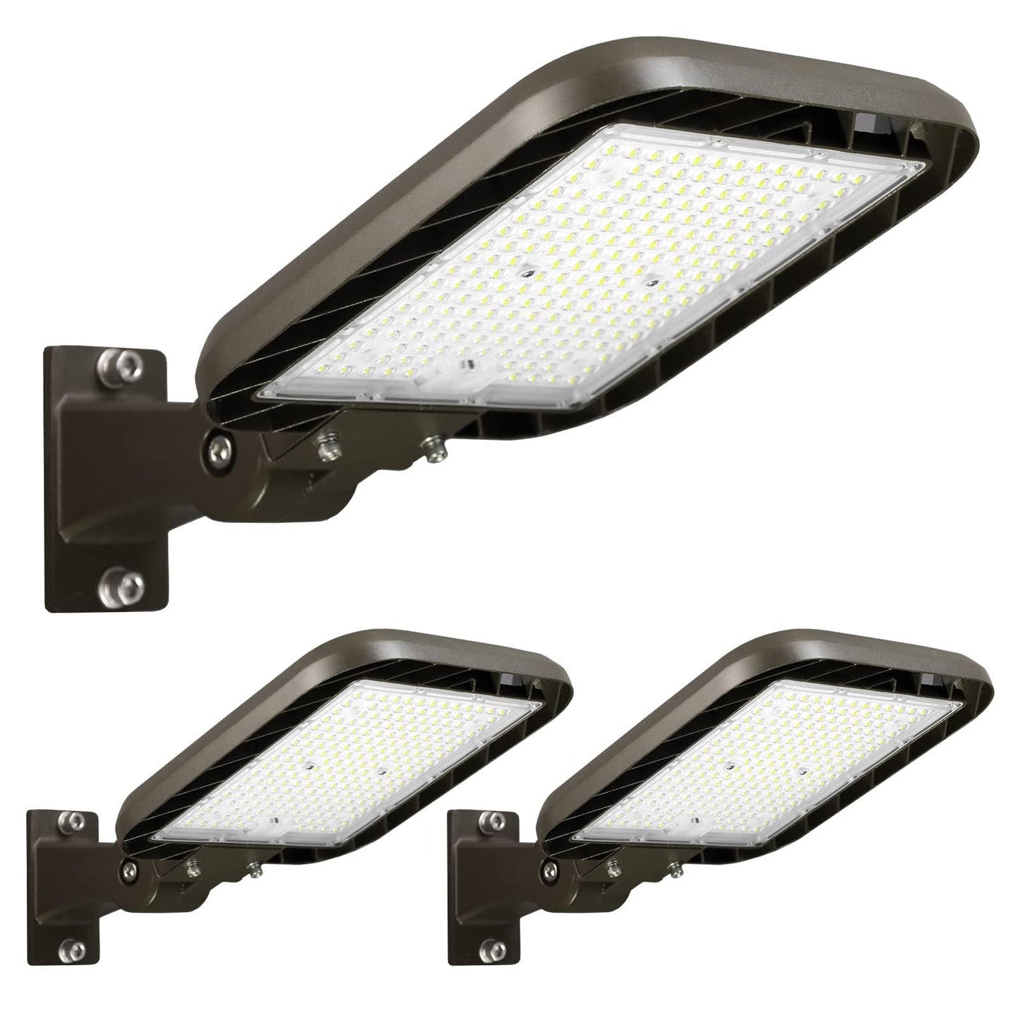 DEMILARE 150W Parking Lot Lights Quick Installation, 22500LM Adjustable Arm Mount Shoebox Light IP65 Waterproof, 100-277V AC Dusk to Dawn Commercial Street Area Light for Roadways, Parking lot, 3Packs