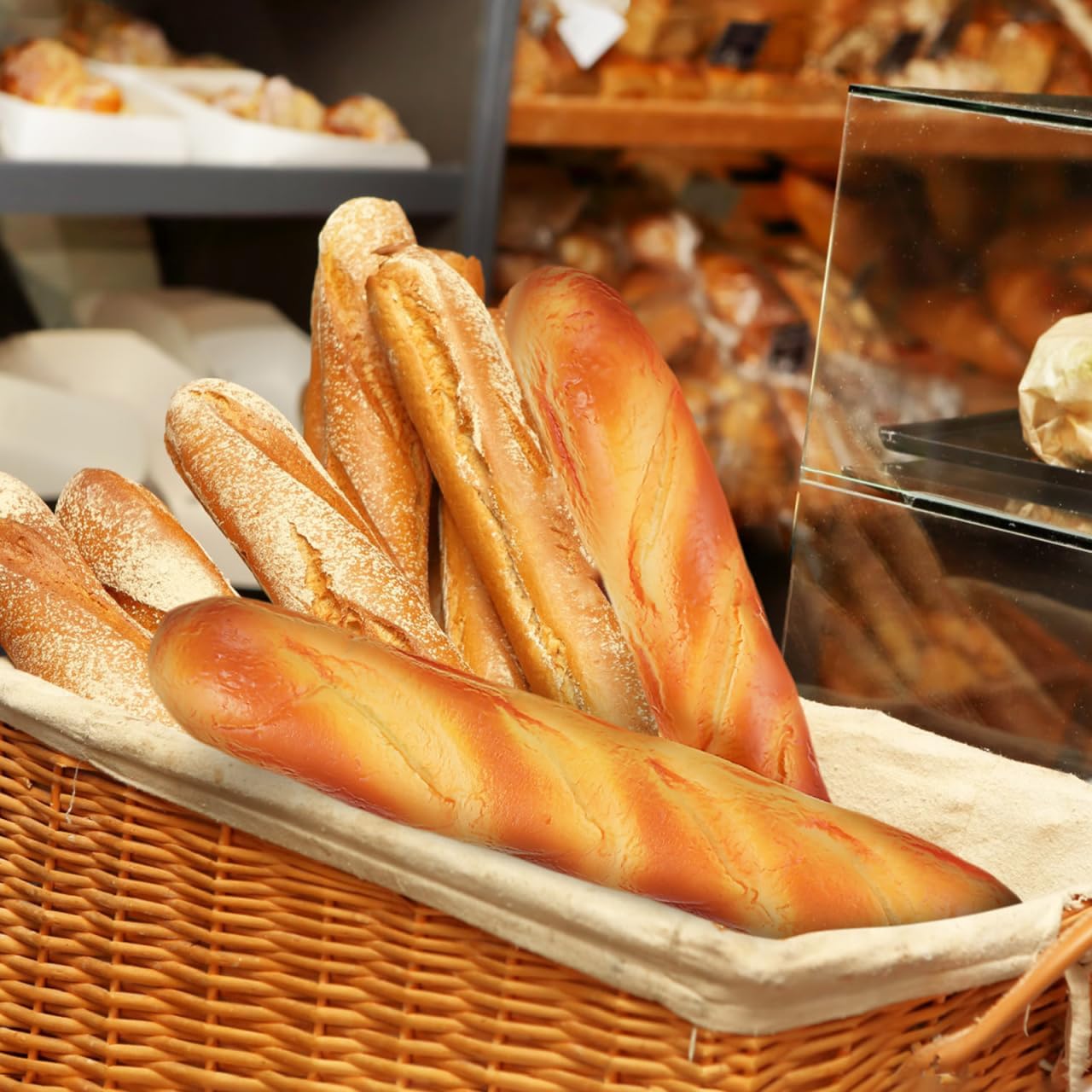 2pcs Set Garneck Realistic Fake Bread Loaves Artificial French Bread - Faux Food Decor for Kitchen Display, Photography