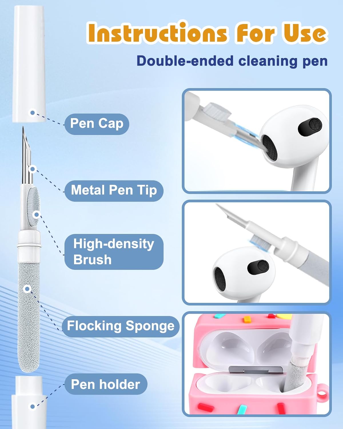 Boaretiu 4th 4th (2024) 3D 4 for Airpods Case - with Keychain and Cleaner Kit for AirPods Generation Case Ice Cream