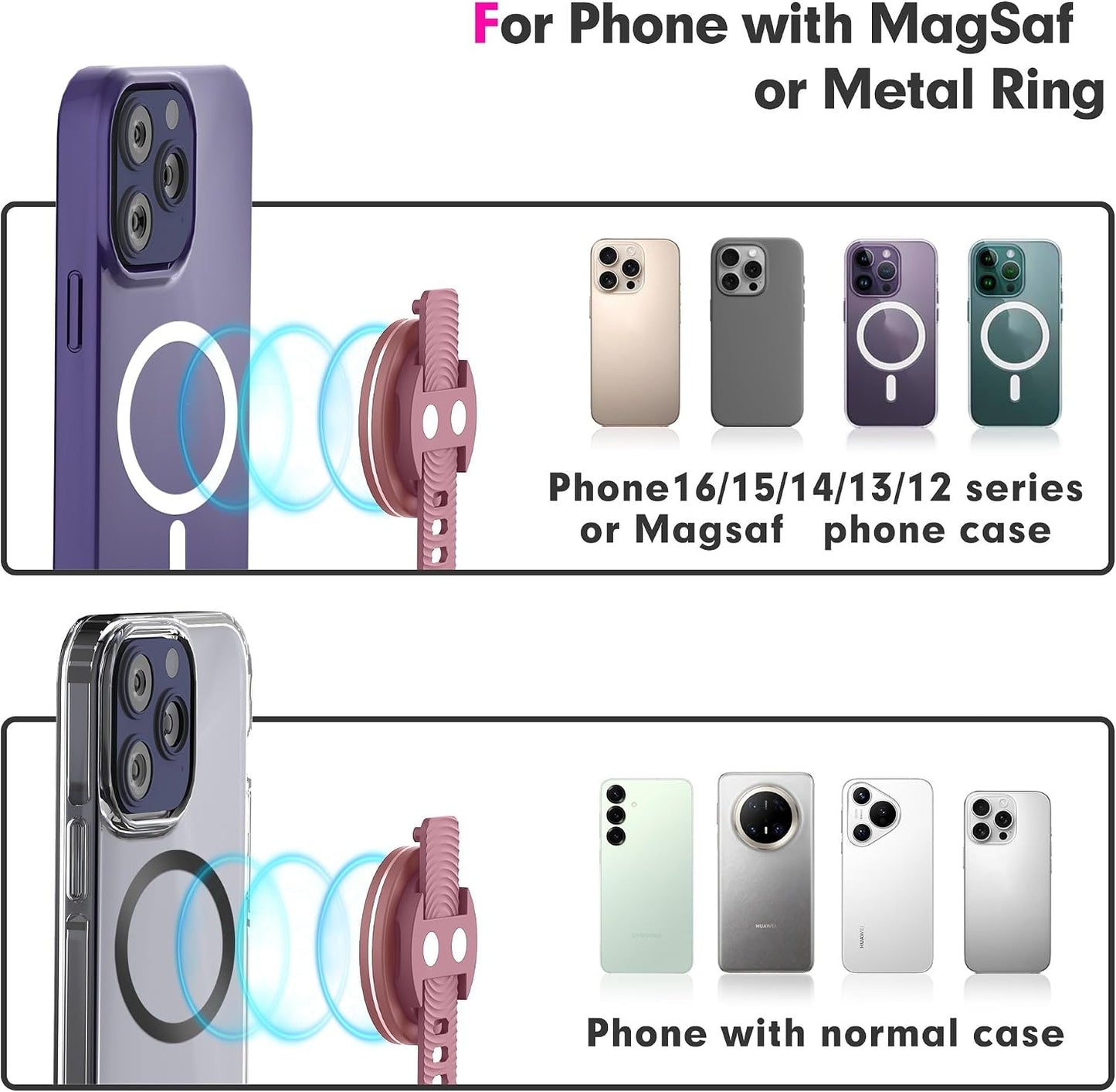 BASSIRY Magnetic Phone Mount, Phone Holder for Bike, Compatible with Magsaf or Normal Case- Sturdy Phone Grip for Gym