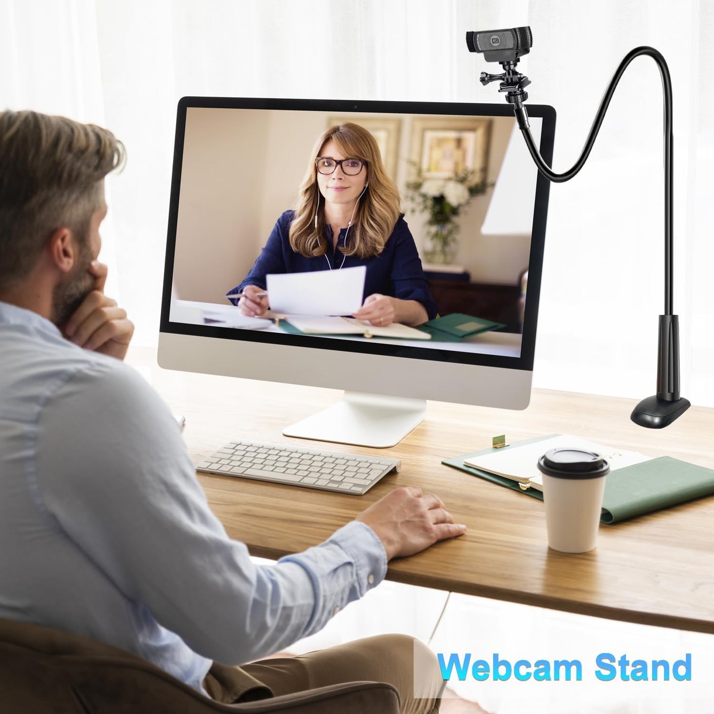 Khazylorr C922 C930e C920S C920 C615 C960 C920x 4K N60 Webcam Stand for Desk, Flexible Gooseneck Webcam Mount Holder