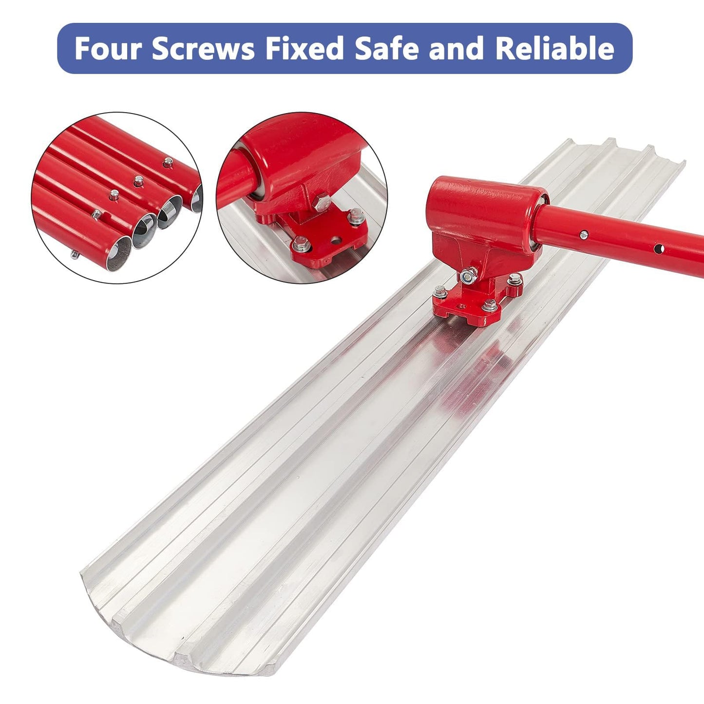 Aluminum Magnesium Alloy Concrete Float 36 x 8 inch, Round End,with 4 Floats Handle Bracket, Screeding and Finishing Tools Kit for Professional Concrete Work