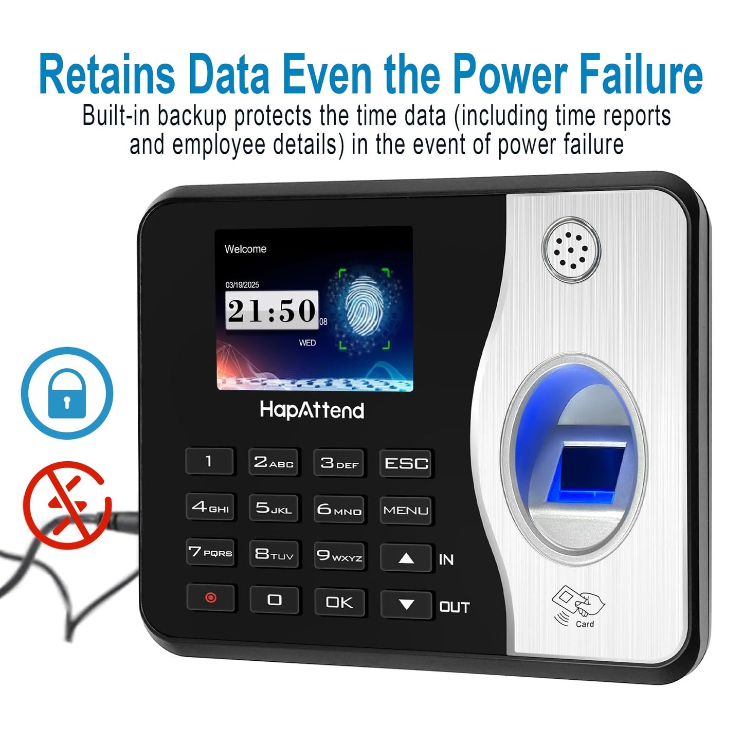 Time Clocks for Employees Small Business Automatic Calculate Hours, H1＆ H3 No Monthly Fees Fingerprint Time Clock, Standalone Biometric Clock in Machine for Employees with 5 RFID Cards