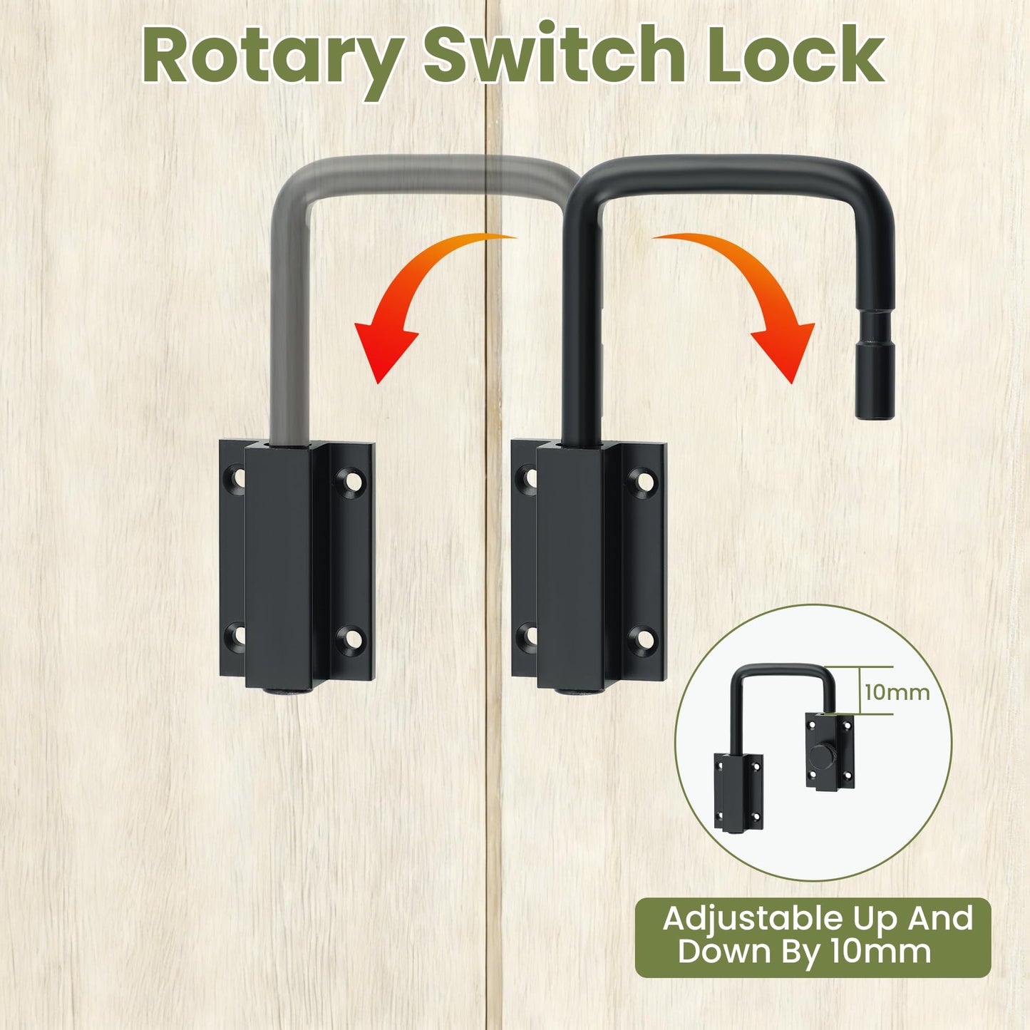 Alise 4 Inch U-Bolt Door Loop Lock, 90/180 Degree Heavy Duty Security Door Latch, Black Anti-Theft Privacy Bolt Lock, Door Hardware for Bedroom,Apartment, Interior Door, Barn Door, Fence Gate