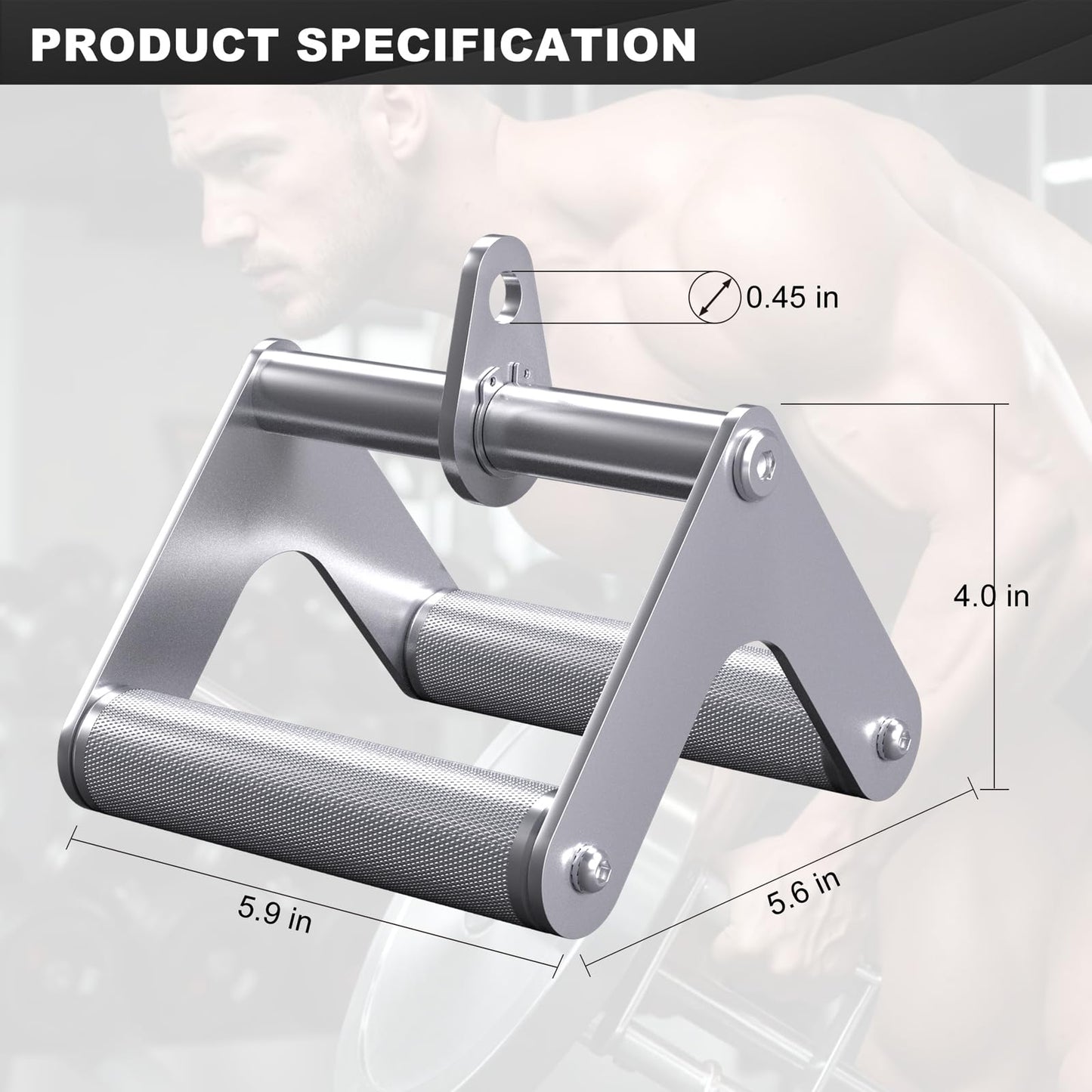 Mochantum Double D Row Handle Cable Attachment, Stainless Steel V Bar with Non-Slip Aluminum Grip for Home Gym Cable Machine, LAT Pulldown & Back Training