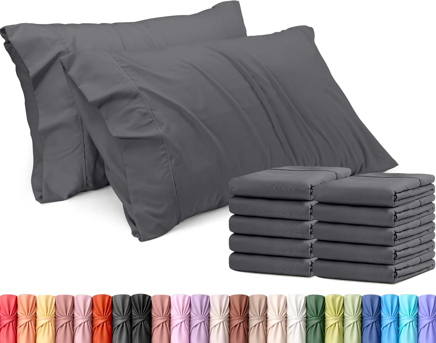 Utopia Bedding King Pillow Cases - 12 Pack - Soft Brushed Microfiber - Fade Resistant 20 X 40 Inches (Grey)