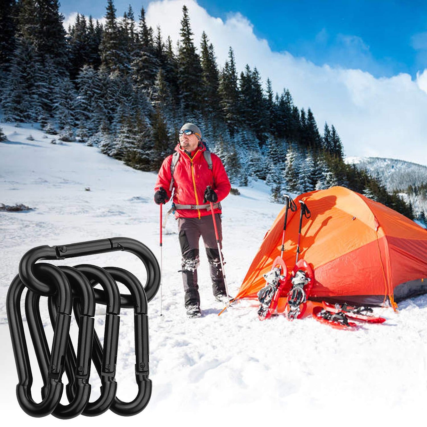 Acrux7 20 Pack 3.15 Inch Carabiner Clip Spring Snap Hook - Heavy Duty Quick Link Clip for Camping Hiking Traveling Outdoor Swing Gym
