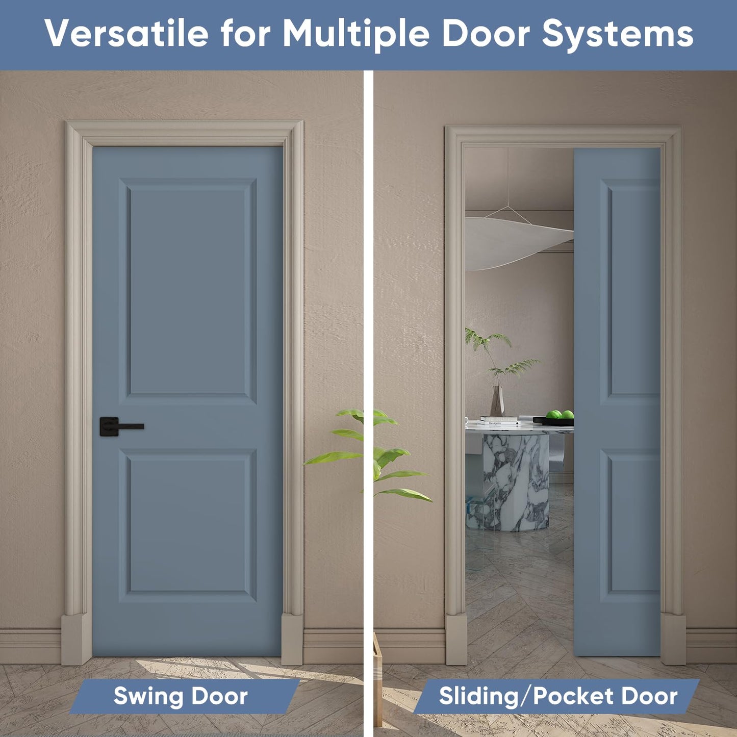 BARNSMITH 30x80 in Raised 2-Panel Square Top Smooth White Primed Molded Door Slab, Paintable Hollow Core Interior Door Panel, for Swing, Pocket, Sliding Door, Durable and Lightweight