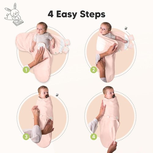 3-Pack Organic Baby Swaddle Sleep Sacks - Soft & Snug Swaddles for Newborns 0-3 Months | Angelic Color