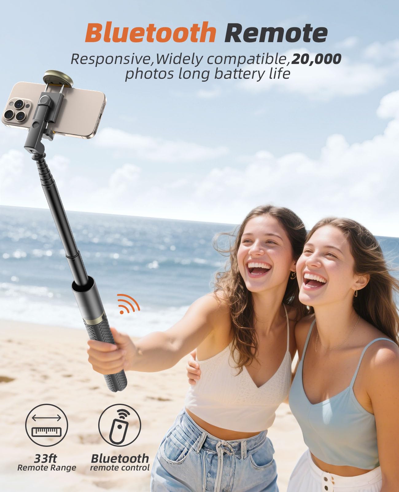 Vimose Phone Tripod & Selfie Stick with Remote, Portable, Lightweight for Video Recording Vlog, Extendable Travel Tripod Stand Compatible with iPhone Android, Black, 62"