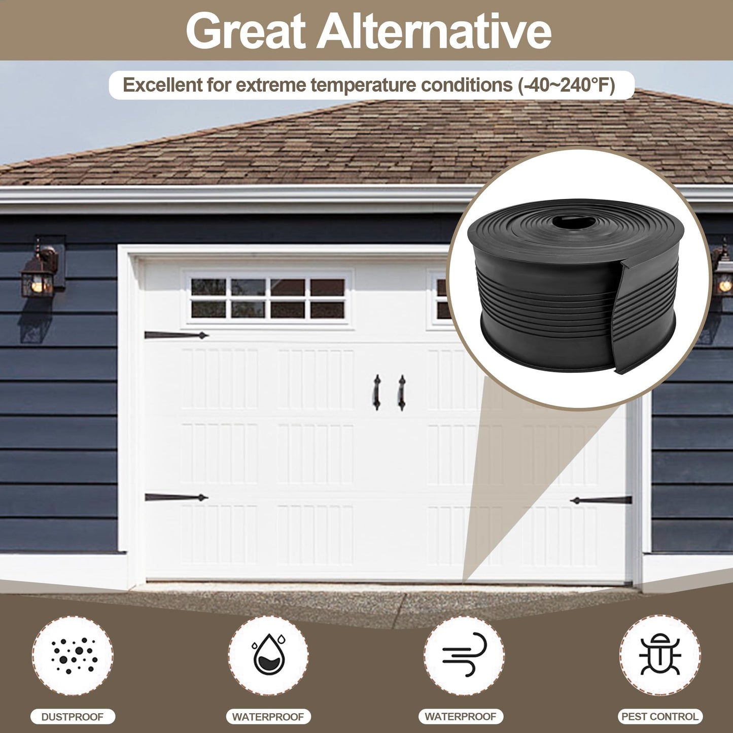 5/16" T Ends Garage Door Seals Bottom Rubber 16 Feet Fits U-Bottom Seal Weather Stripping and Threshold Seal Professiona Grade Rubber 3 3/4" Width X 16 Feet Lenth