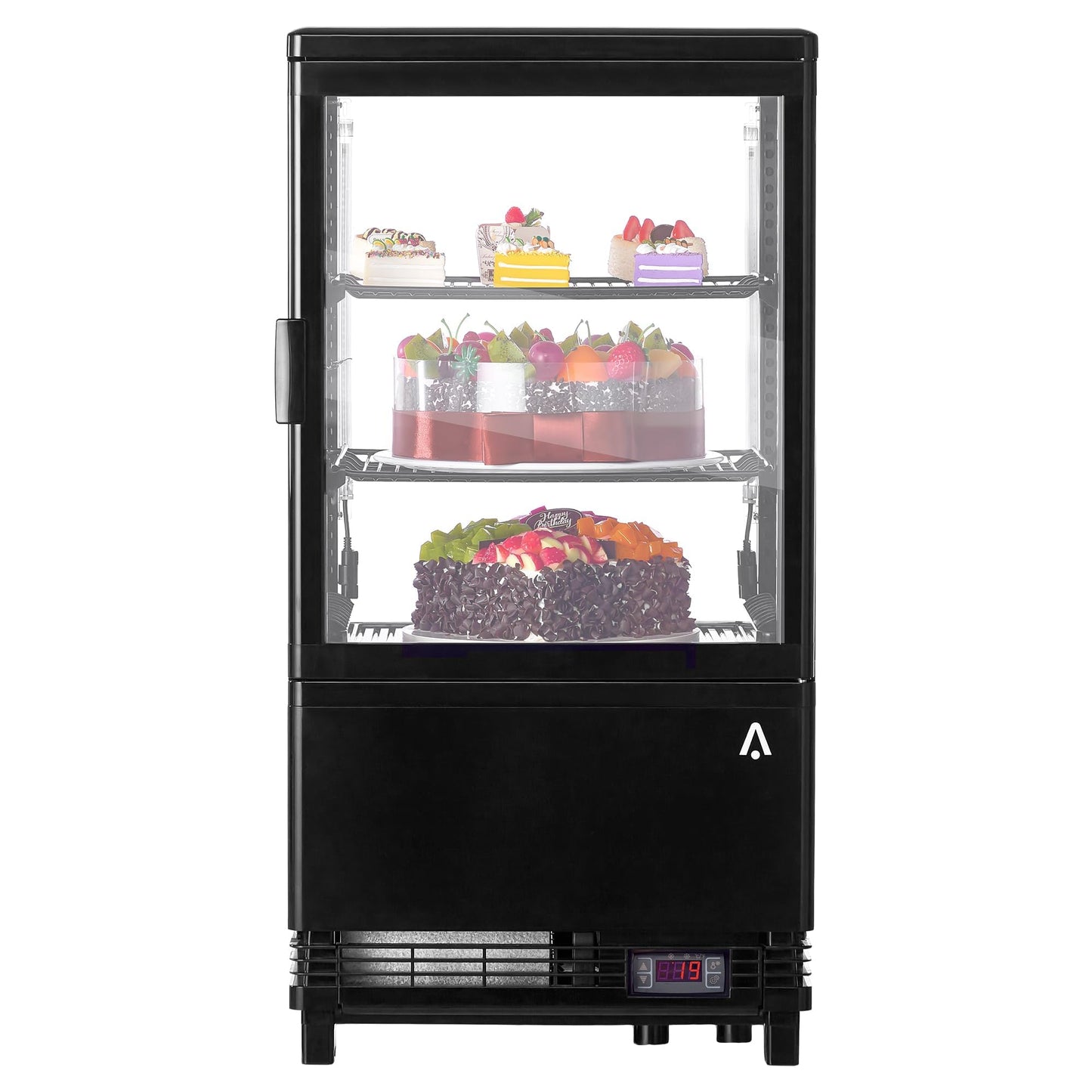 GarveeHome Commercial Beverage Display Refrigerator Upright Glass Door Freezer Cooler with LED Lighting, Adjustable Shelves, Merchandiser Fridge for Restaurant Bar Office Kitchen Store Food Storage