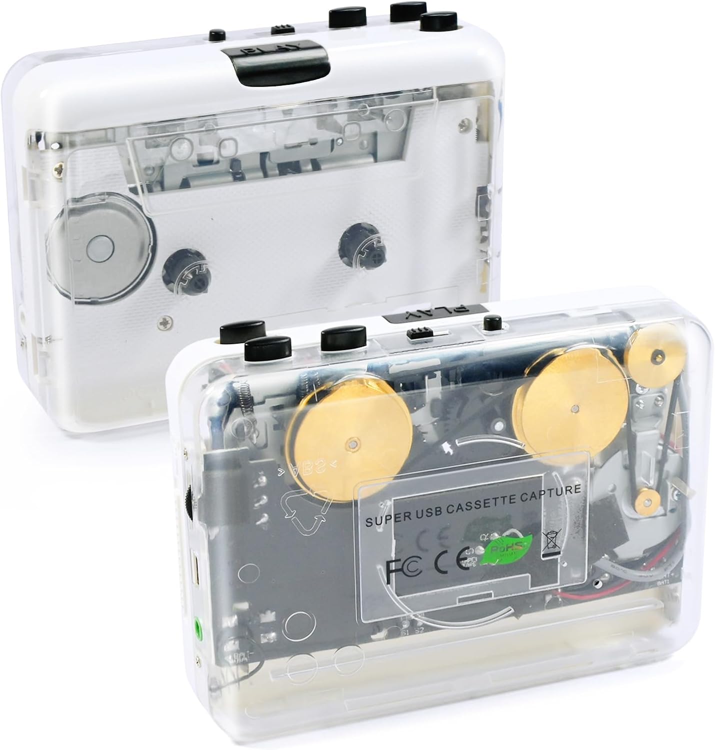 Burtowic Cassette MovementEarphone,Cassette MP3 Auto Reverse Clear Stereo Player,Built-in Cool Copper Wheel Tape