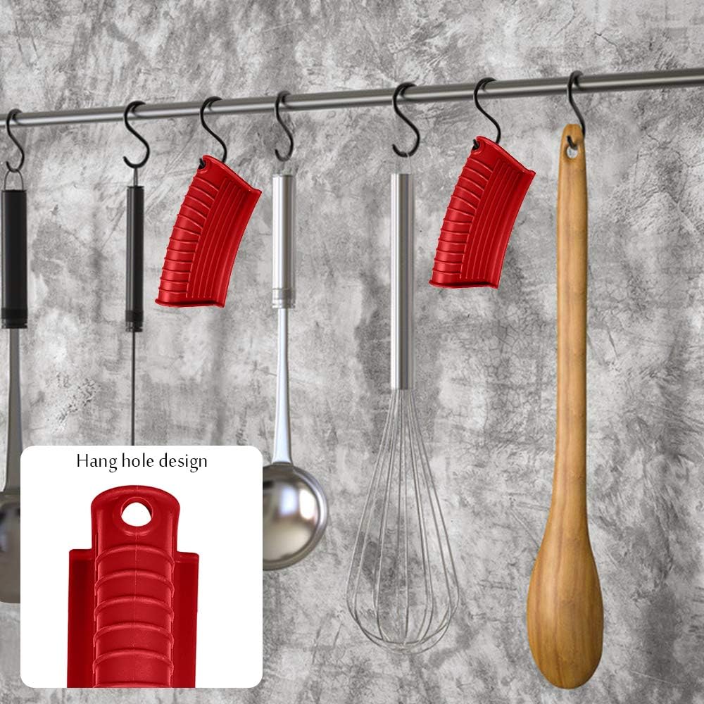 Skiennix Silicone Assist Handle Holder - Non-Slip Heat Resistant Grip Cover for Cast Iron Skillets | Red