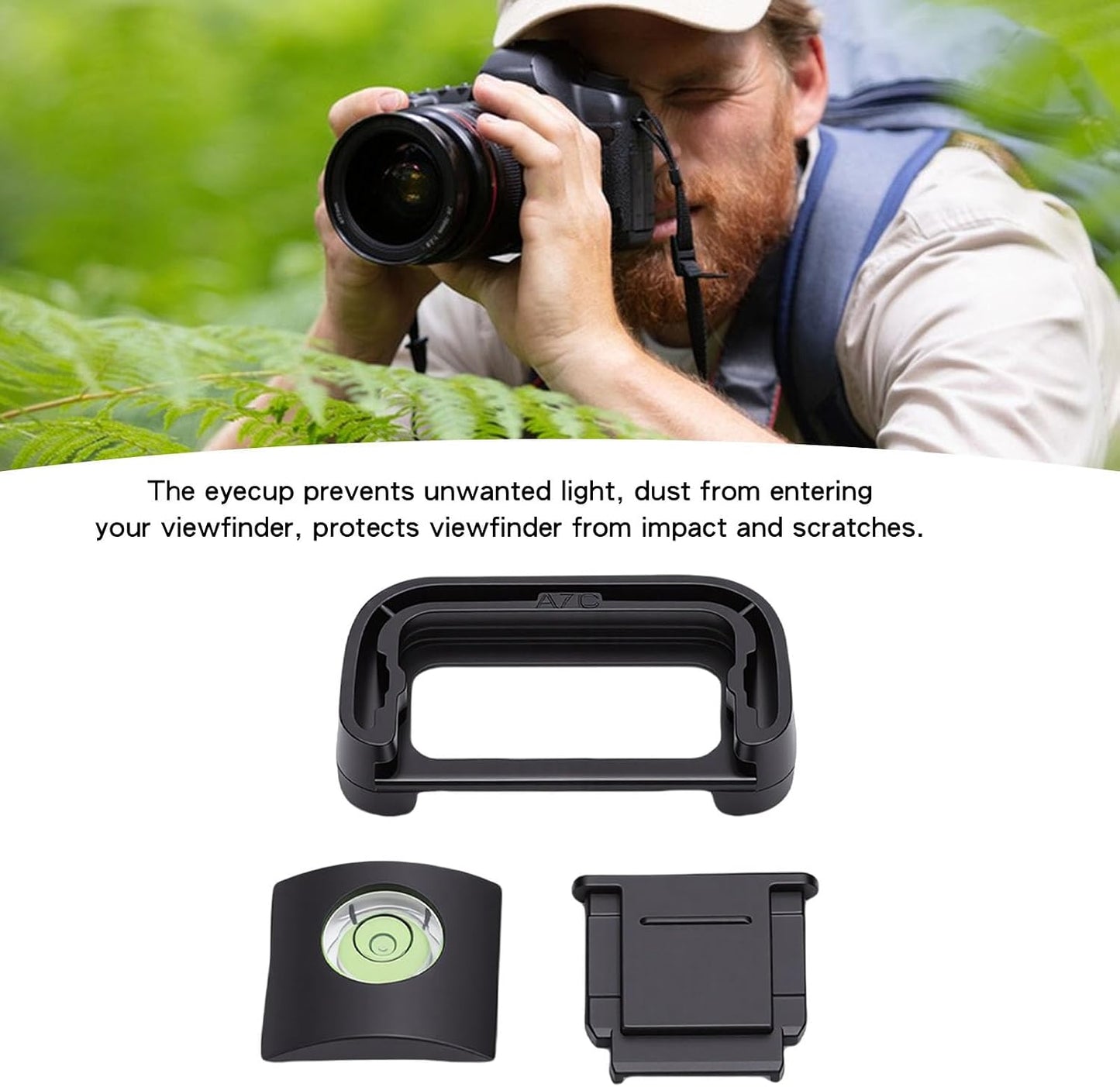 Camera Eyecup Viewfinder Eyepiece, Soft Silicone Eye Cup with Bubble Level and Hot Shoe Cover Protector for Mirrorless