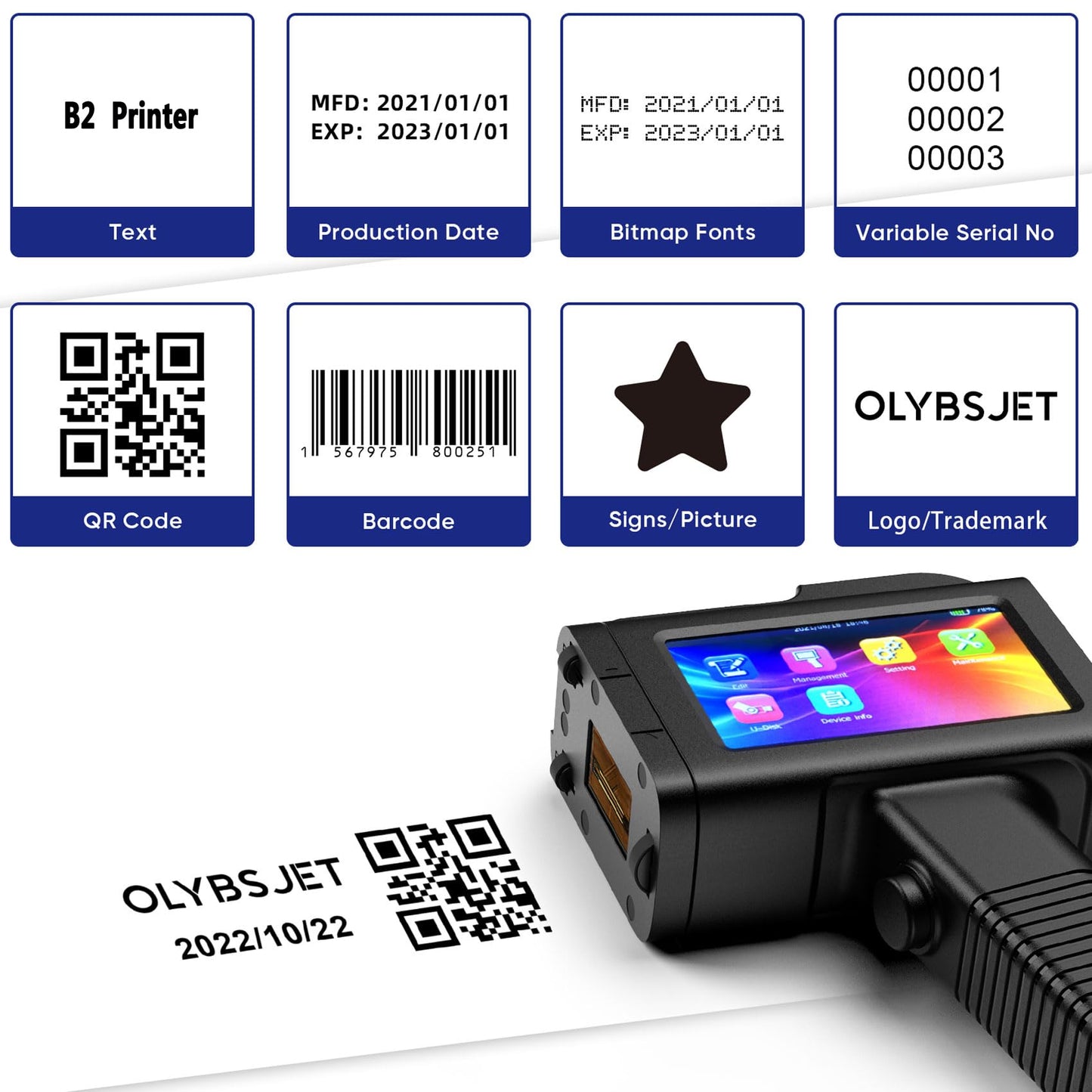 OLYBSJET Original Solvent Quick Dry Ink Cartridge for Handheld Inkjet Printer BT-HH6105B2, BT-HH6105B3 & B10 (White)