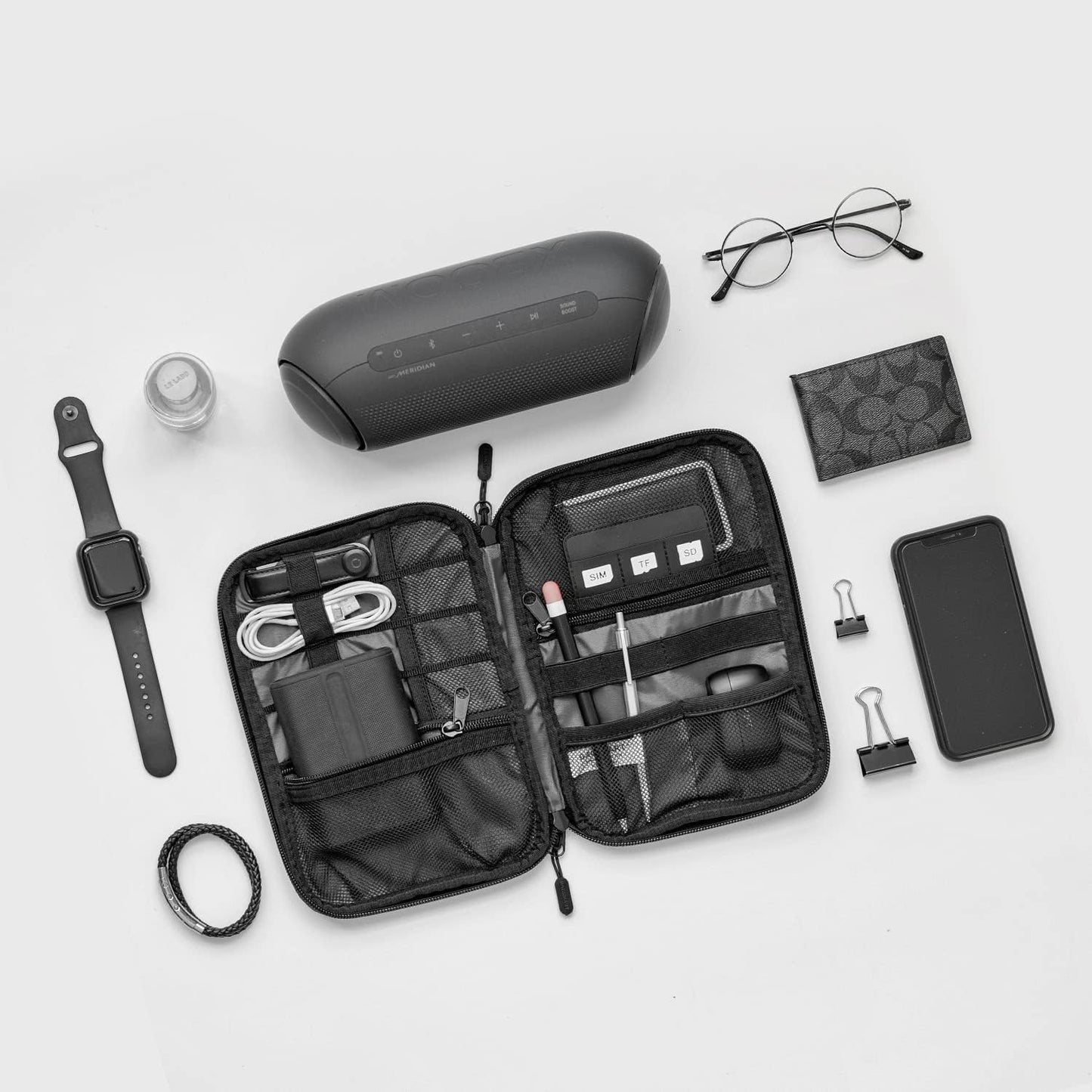 BAGSMART Large Electronics Travel Organizer Case, Tech Accessories Cord Storage Bag for Phone, Power Bank, SD Card