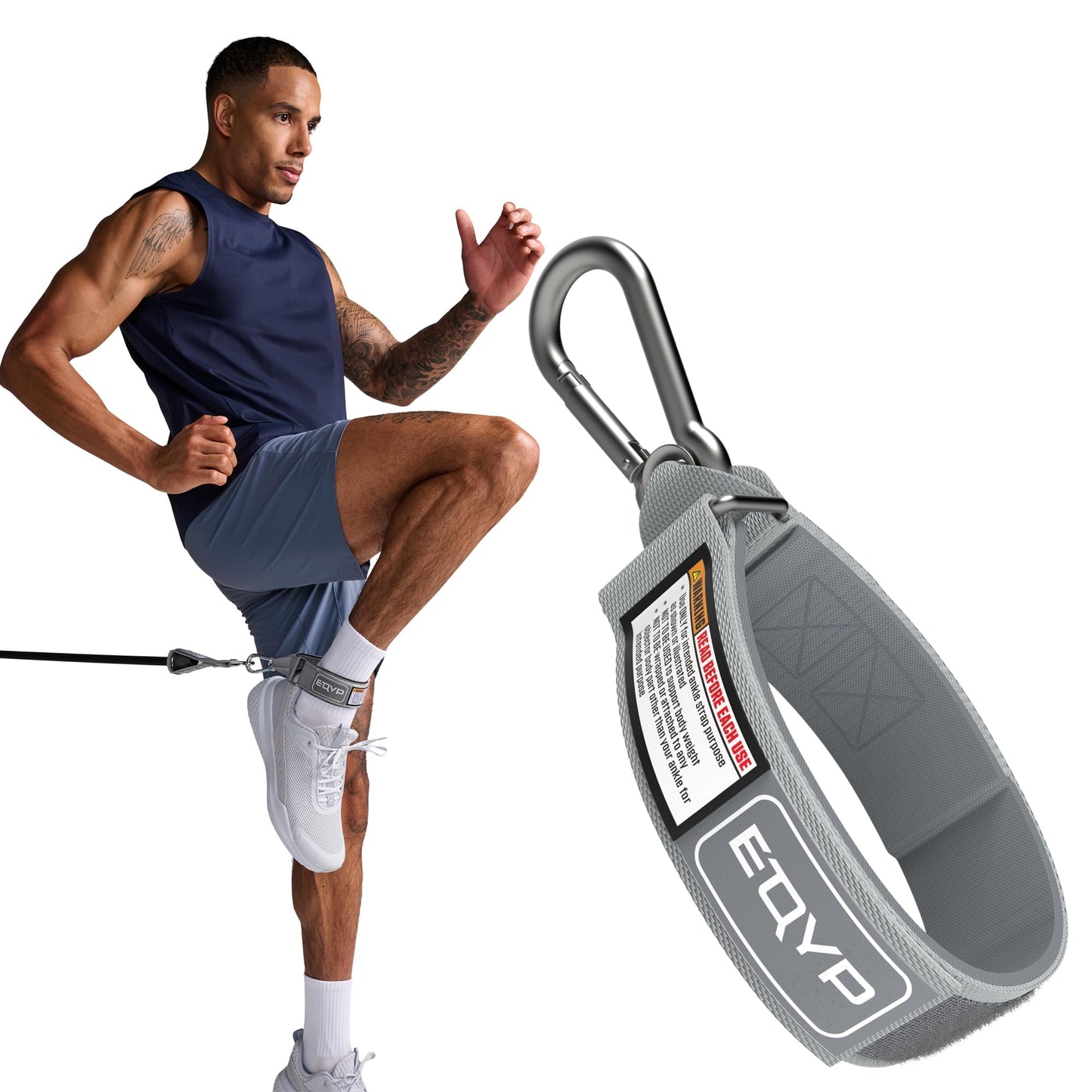 EQYP Resistance Band Ankle Strap – Adjustable Cuff Attachment for Resistance Bands for Working Out, Gym Fitness Equipment, Cable Machines, Glute Kickbacks & Leg Training