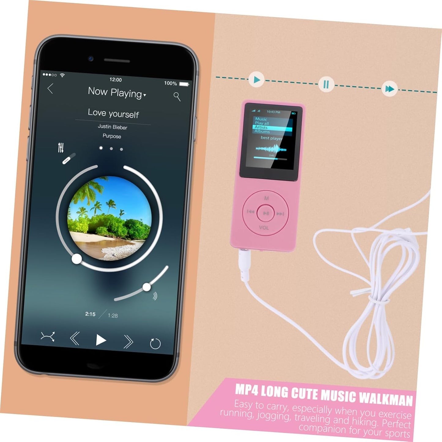 CAXUSD Lossless Sound Music Player Portable Media Player with Classic Buttons Lightweight for Seniors Supports Amv