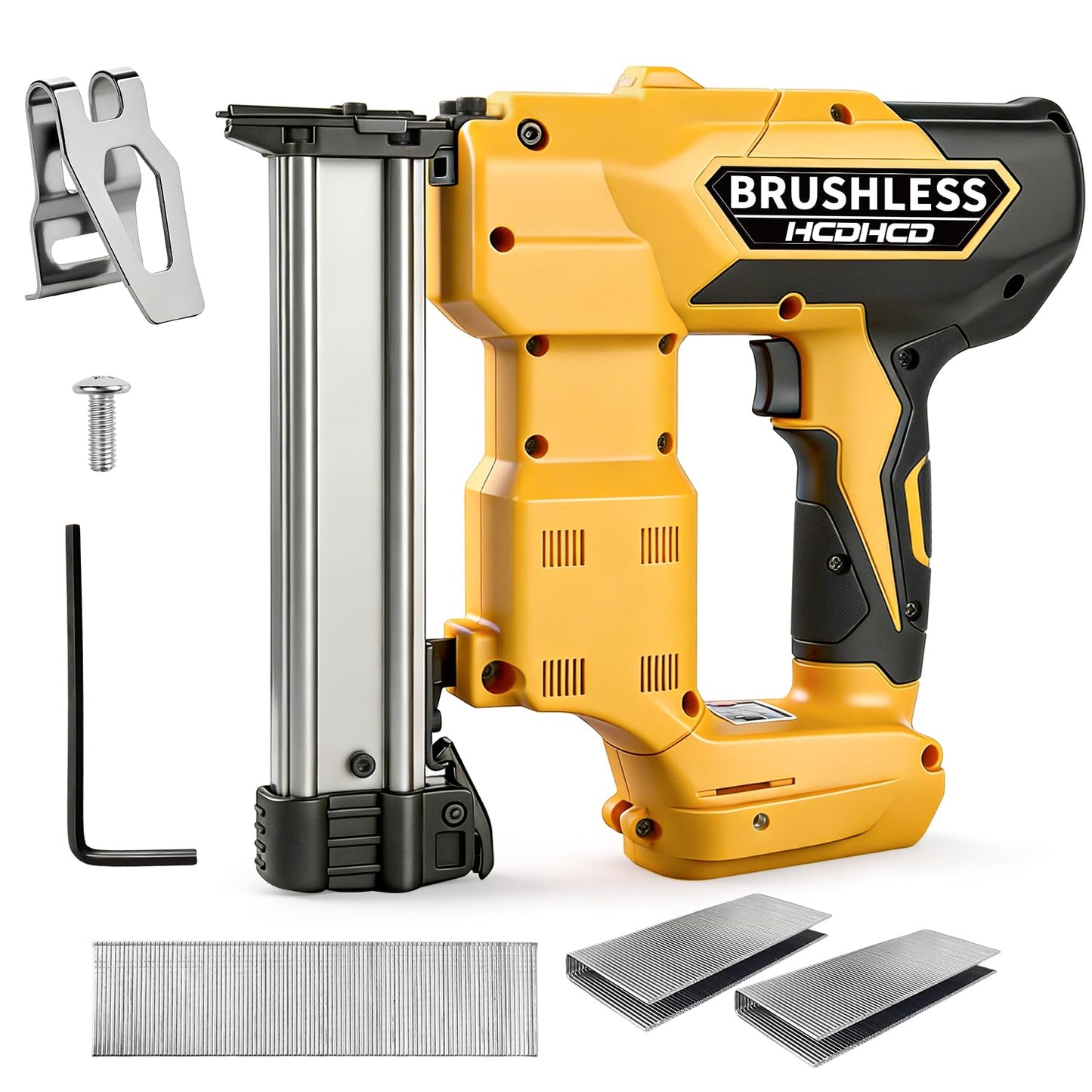 2-in-1 Cordless Brad Nailer & 1/4 Narrow Crown Stapler for DeWalt 20V Battery, 18GA Electric Nail Gun with 1000 Nails/Staples for Woodworking, DIY, and Home Renovation (Not Battery)