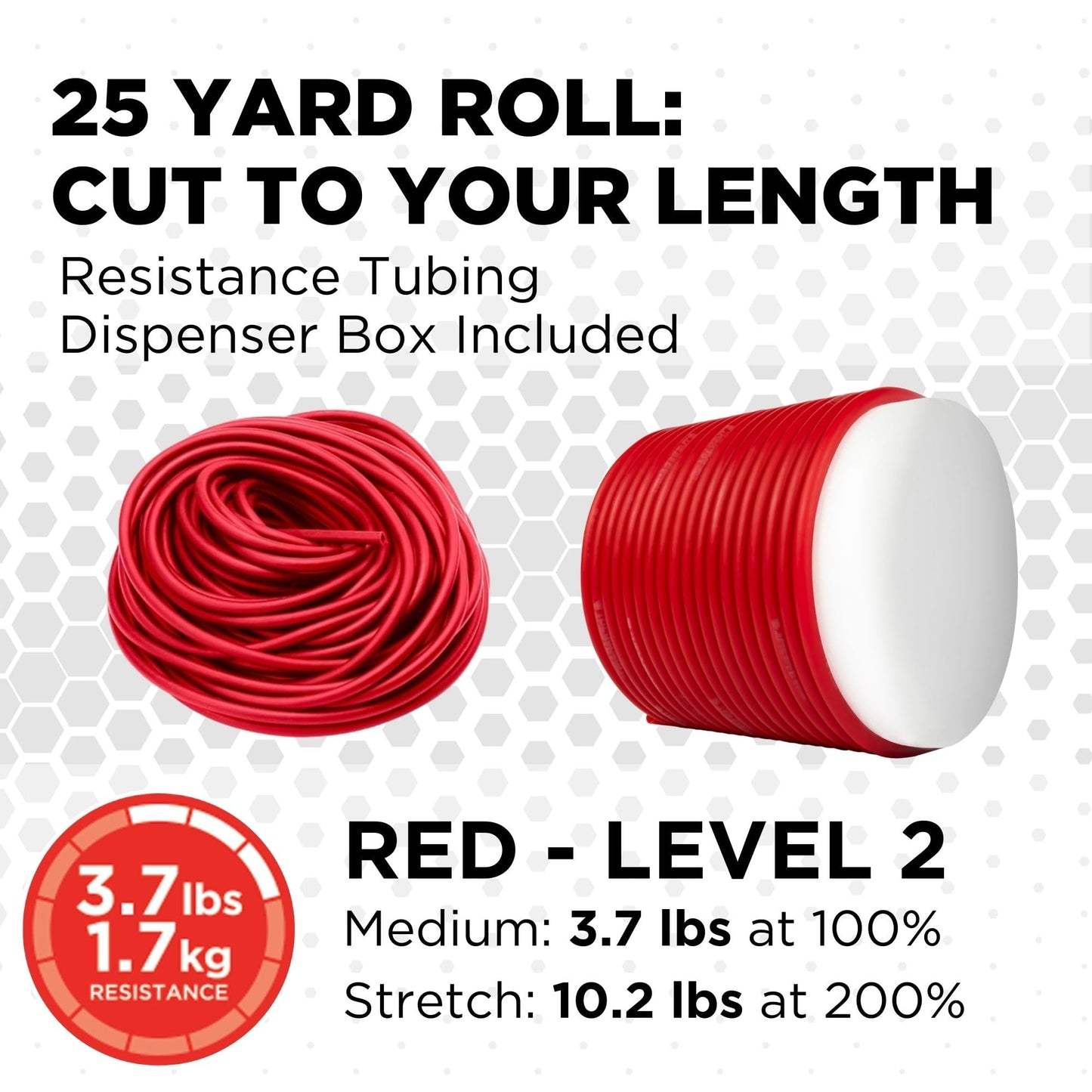 THERABAND Latex Resistance Tubing, Red, Medium Level 2, 25 ft Roll, Professional Grade for Upper and Lower Body Workouts, Cut-to-Length, Color-Coded Resistance Levels