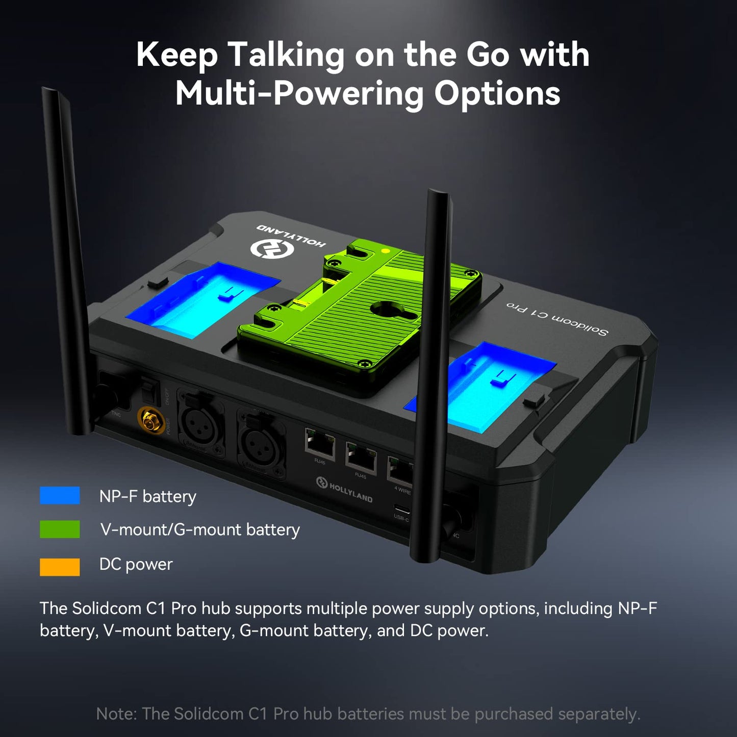 Hollyland Solidcom C1 PRO 9-Users Wireless Headset Intercom System ENC Noise Cancellation with Base Station, 1.9GHz Full-Duplex Team Communication with AB Grouping Cloud Meeting Announcement