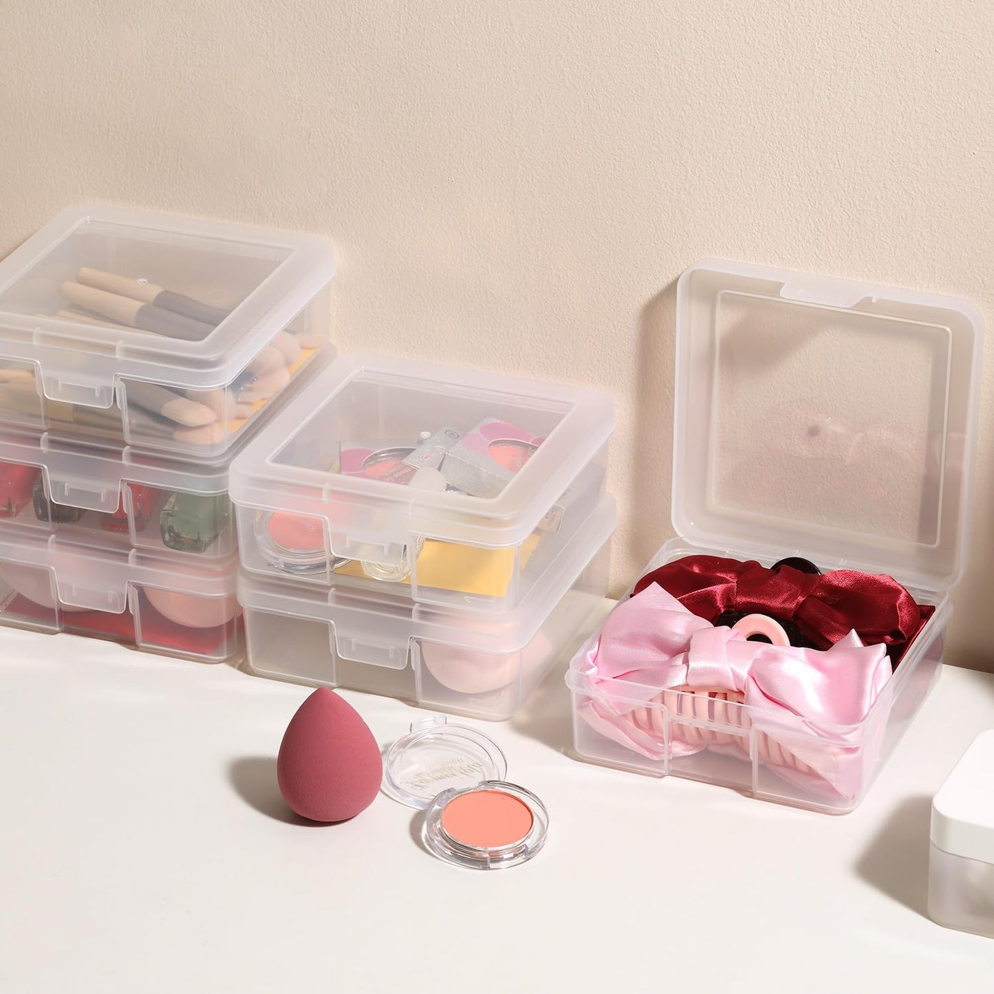 Skiennix 12-Pack Small Clear Plastic Storage Boxes - Versatile Organizer for Crafts, Jewelry & More