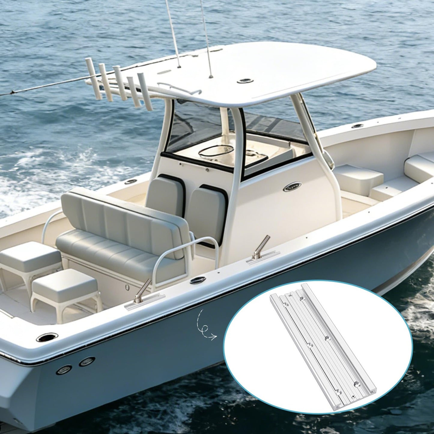 Frienda 12 x 3.5 in Aluminum Mounting Track System for Boat Accessories, Fishing Systems Tracks for Rod Holders Downriggers Other Components for Trolling Fishing, Aluanodized Aircraft Grademinum