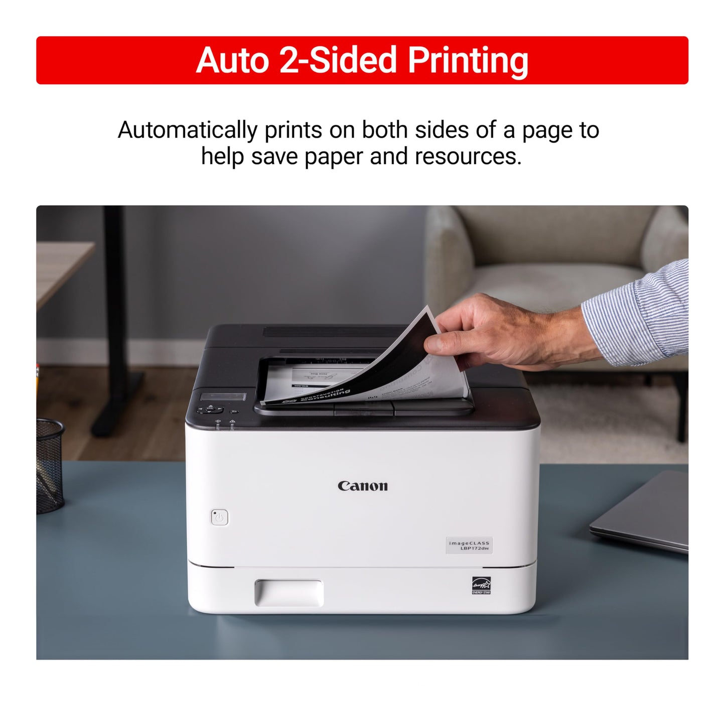 Canon imageCLASS LBP172dw – Monochrome Duplex, Wireless Laser Printer, Single Function, Home Office, Mobile Ready, 1 Year Limited Warranty, 35 PPM, White