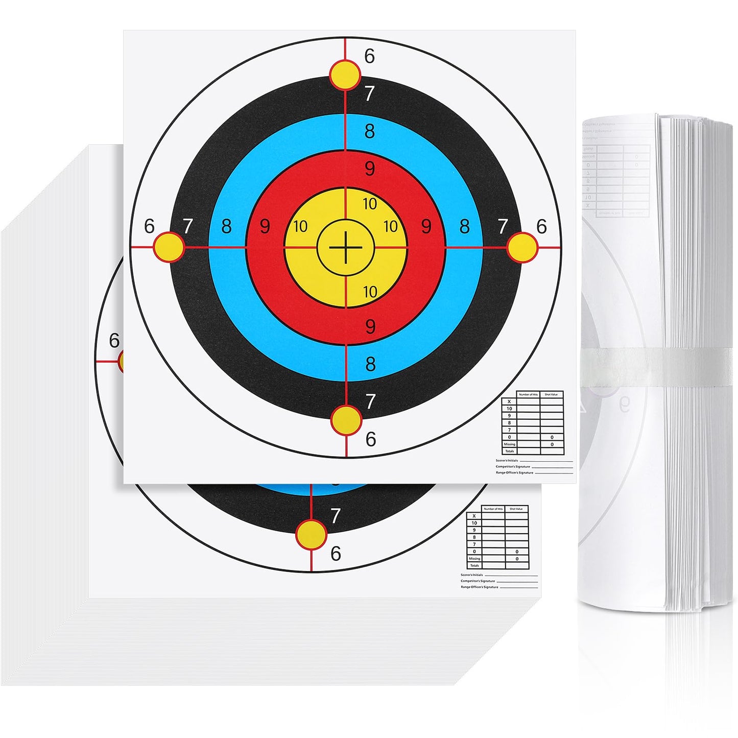 Fainne 200 Sheets Paper Targets for Shooting 12 x 12 Inch High Visibility Shooting Range Targets Bulk for Indoor Outdoor Pistol Practice Archery Airsoft Hunting Accessories(5 Ring Circular)